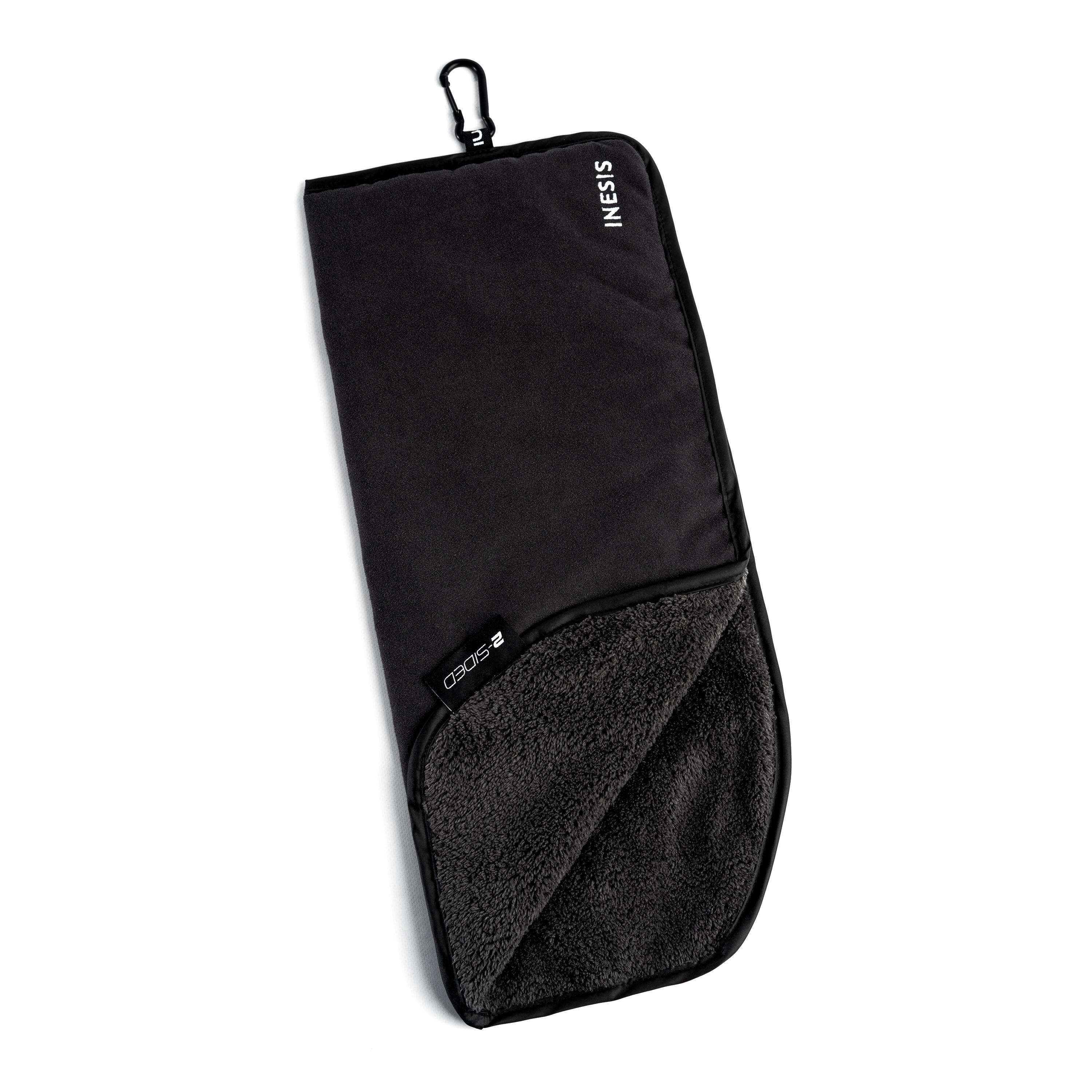 Inesis Golfhandtuch Bi-Face schwarz/schwarz