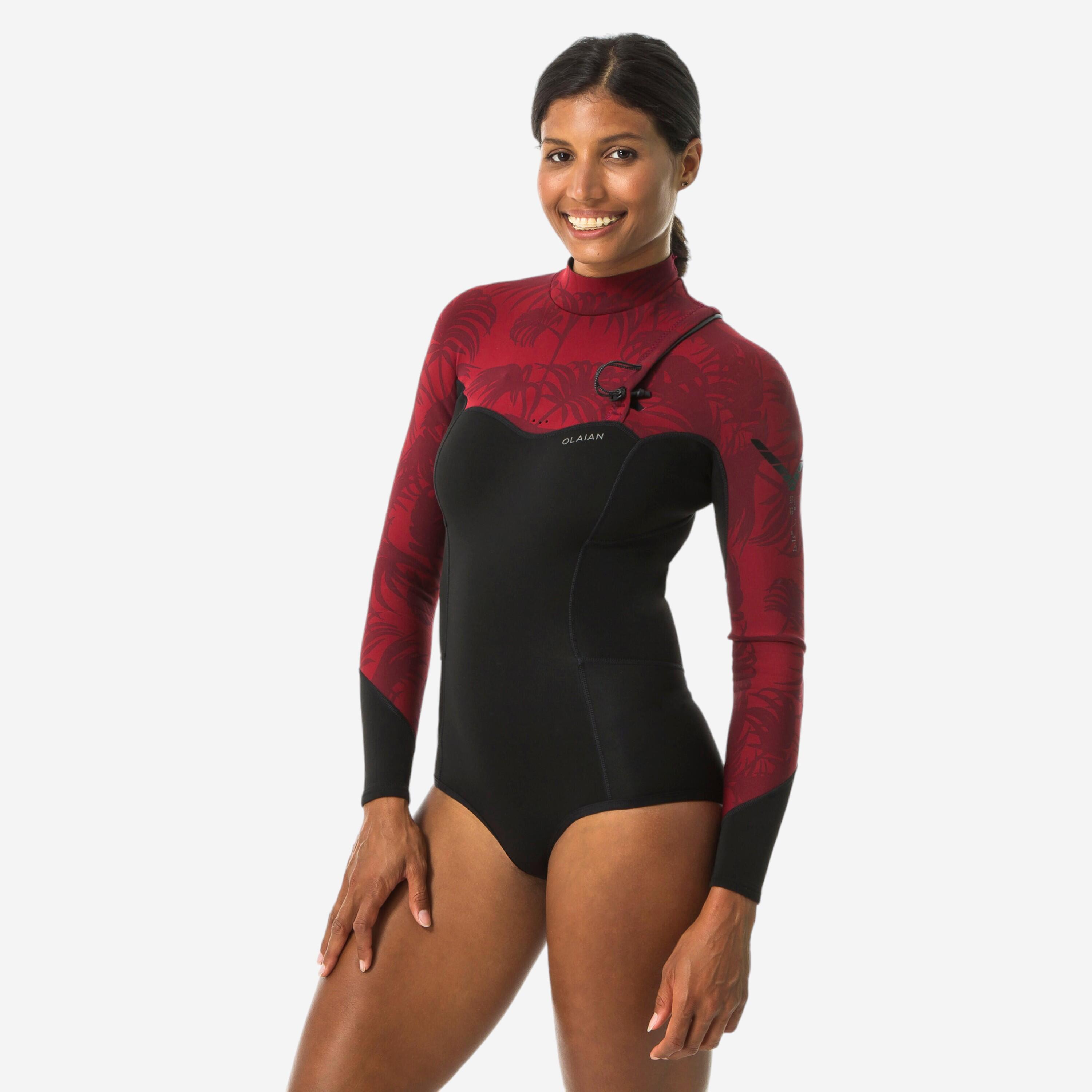 Olaian Langarm-Shorty Neopren-Schaum 1,5 mm elastisch ohne Reissverschluss Expert Damen