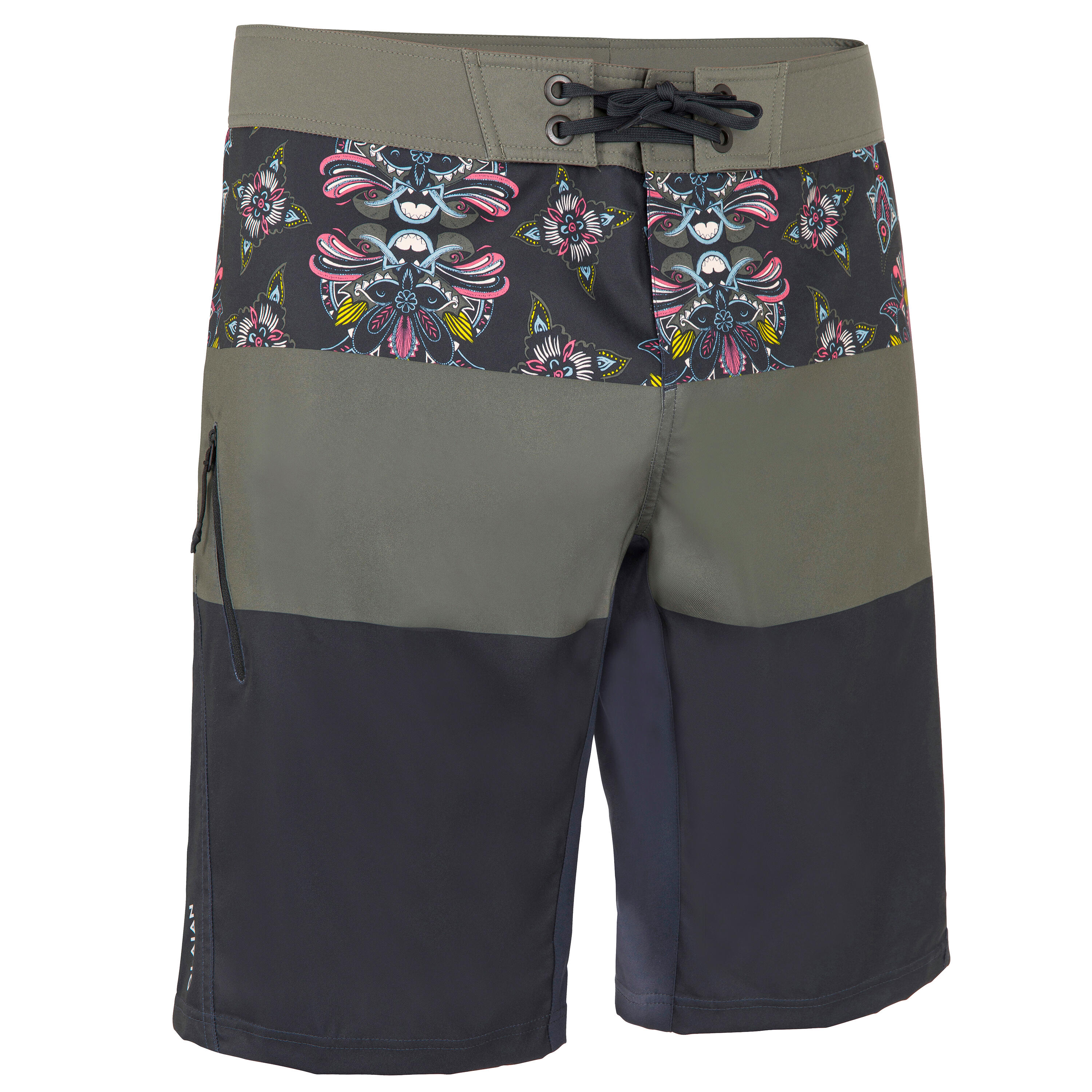 Olaian Boardshorts Surfen Herren lang 500 Classico Schwarz