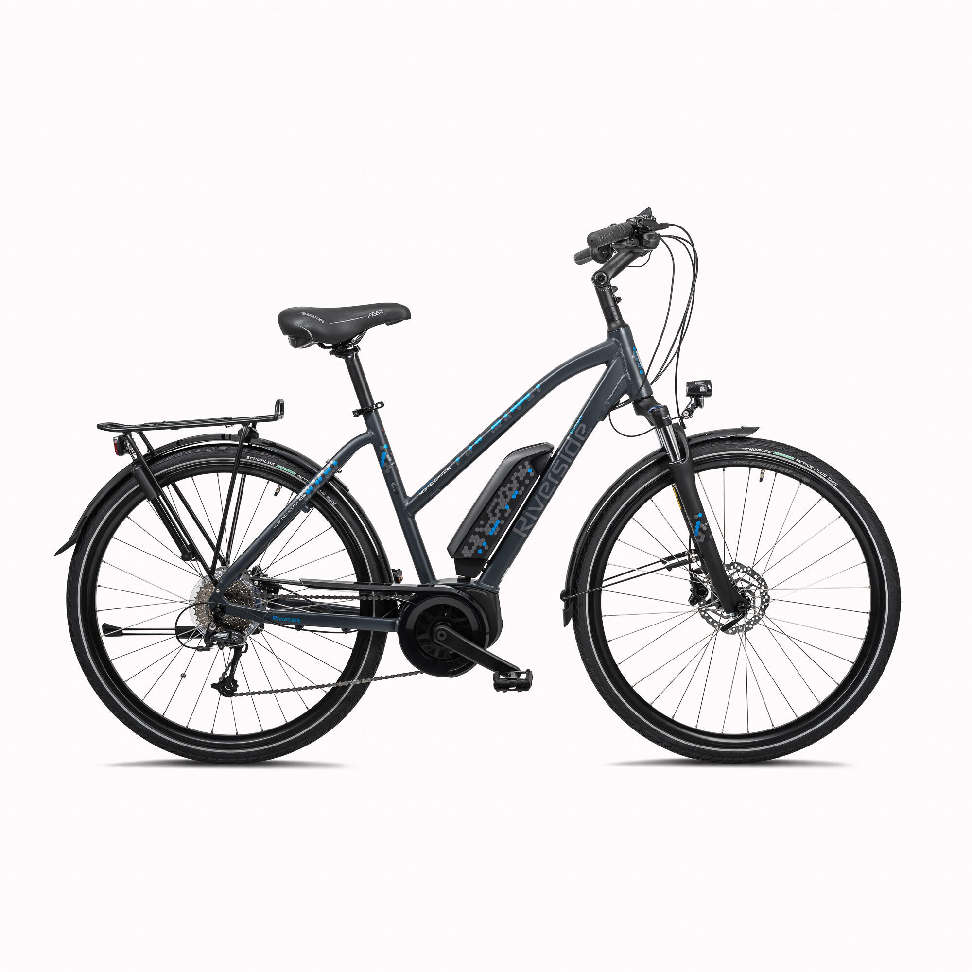 Riverside E-Bike 28 Zoll Trekkingrad Riverside 500 Perf Line Damen 400 Wh anthrazit/blau