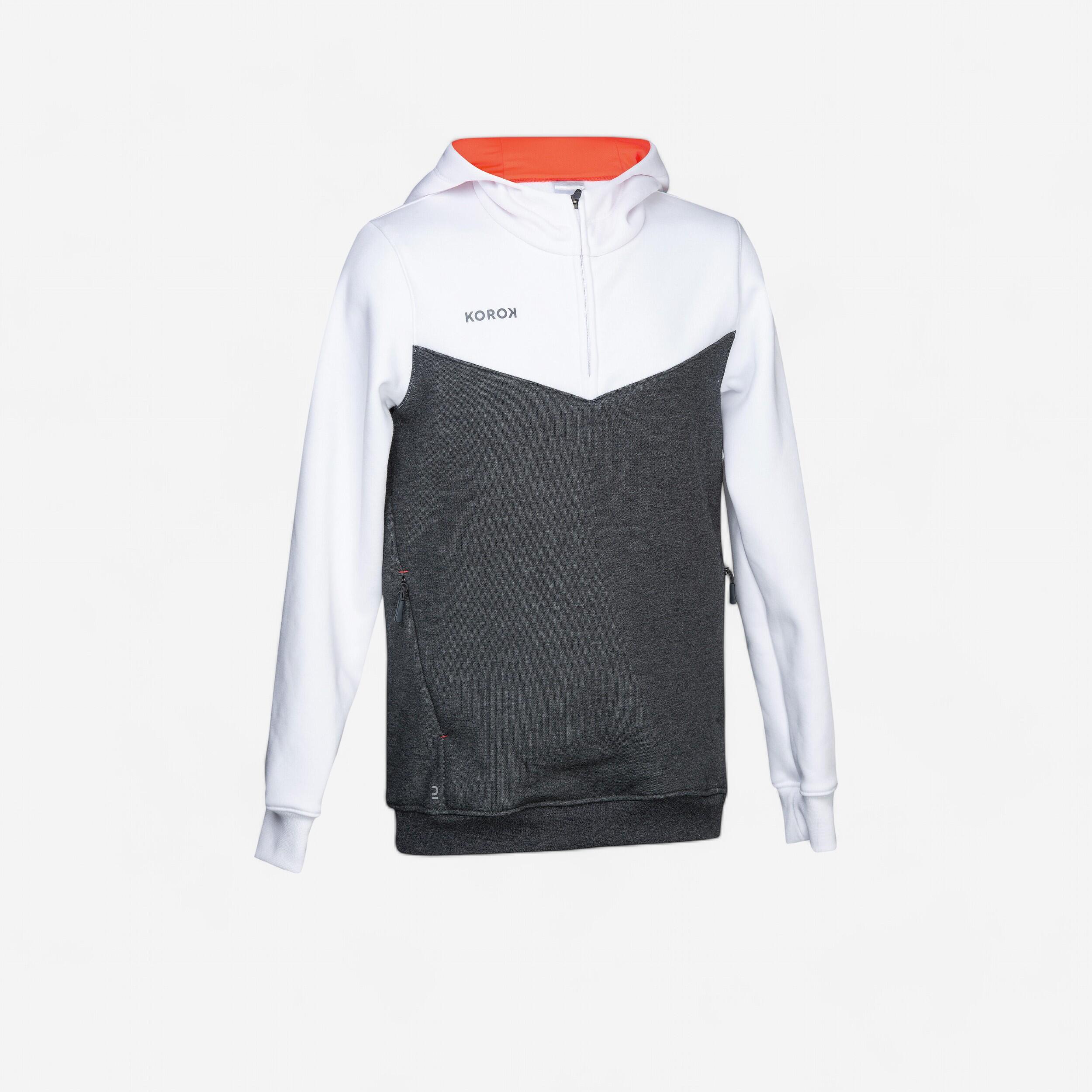 Korok Sweatshirt Feldhockey FH500 Kinder Mädchen weiss/rosa