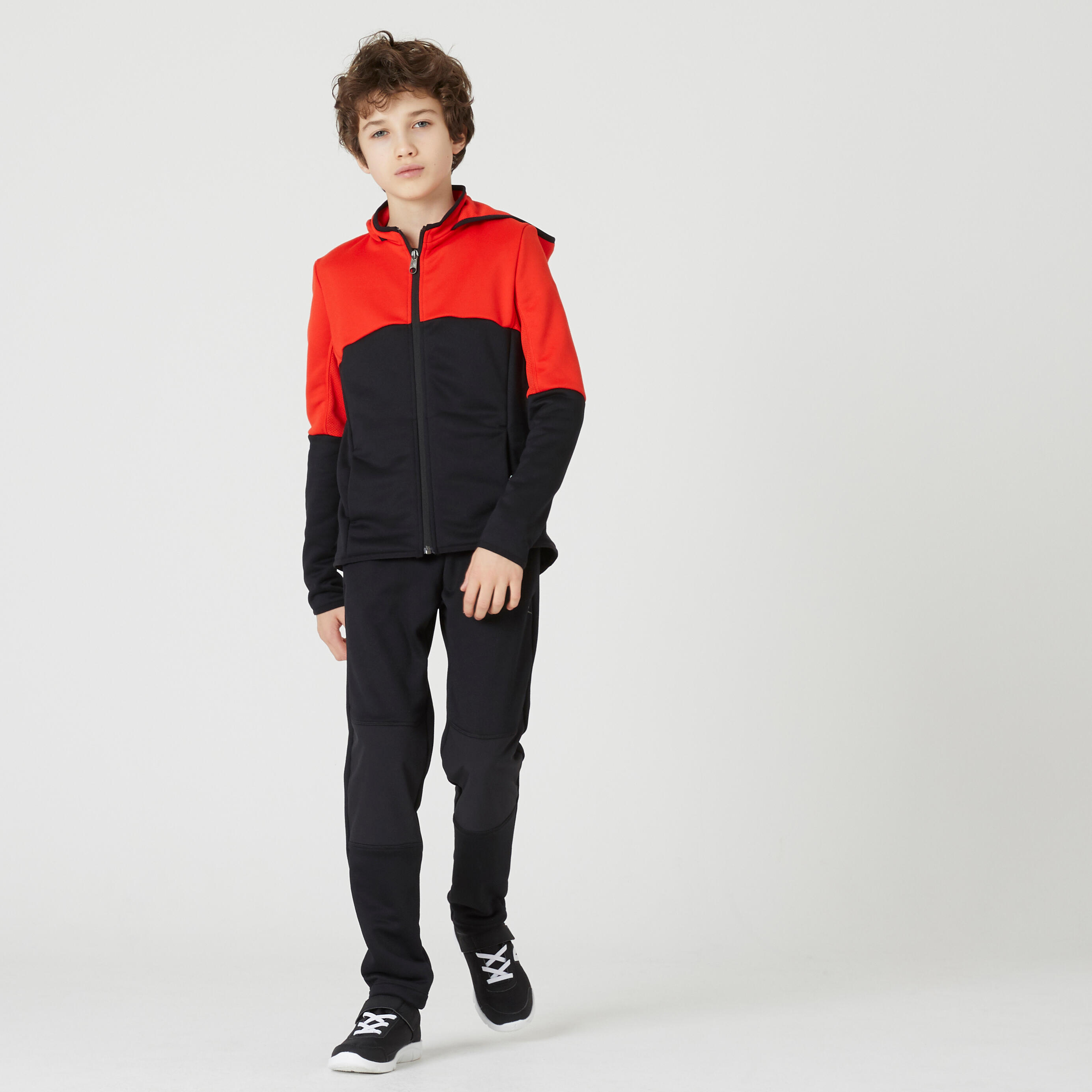 Domyos Trainingsanzug S500 atmungsaktiv Synthetik Kinder rot/schwarz