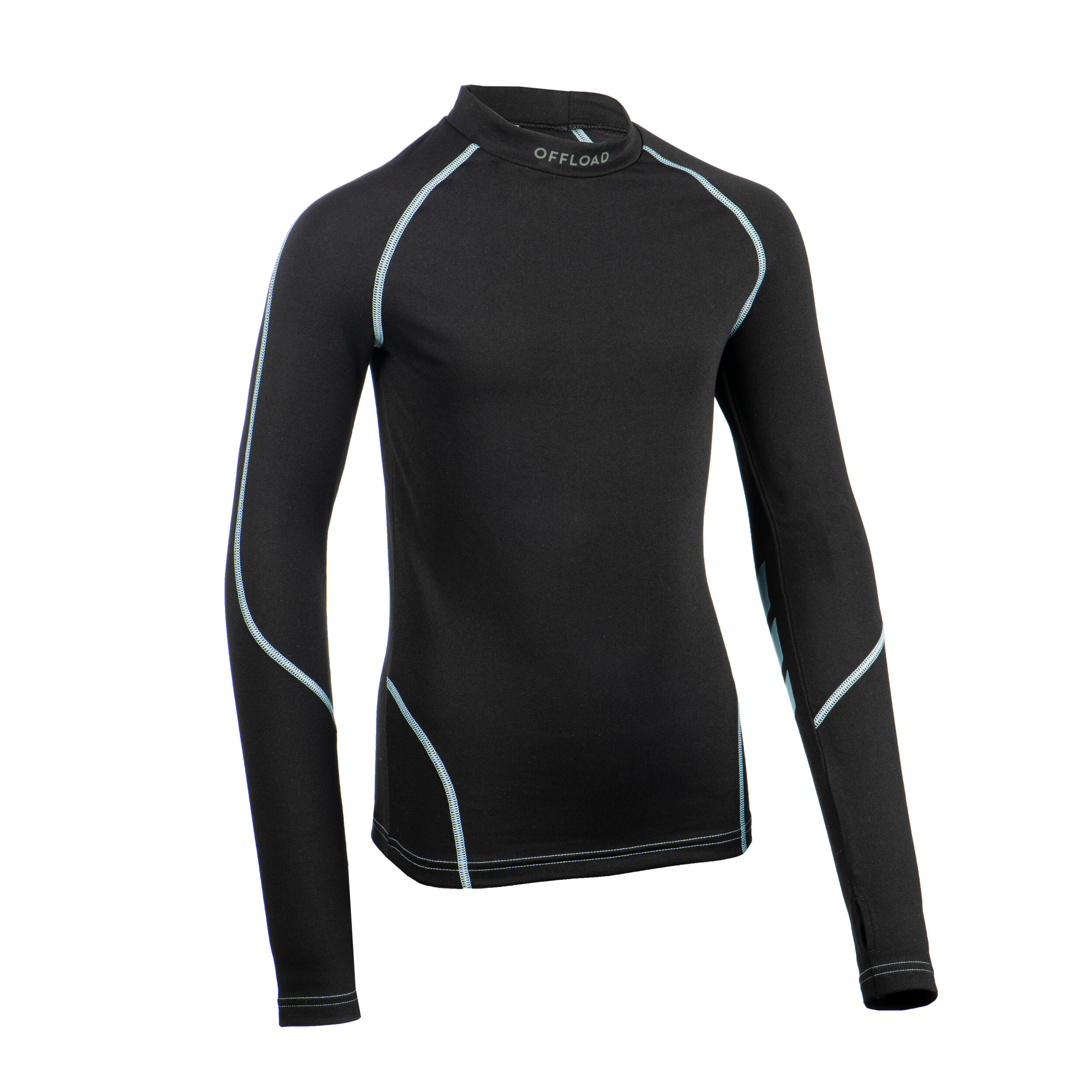 Offload Langarm-Funktionsshirt Rugby R500 Kinder schwarz/grau