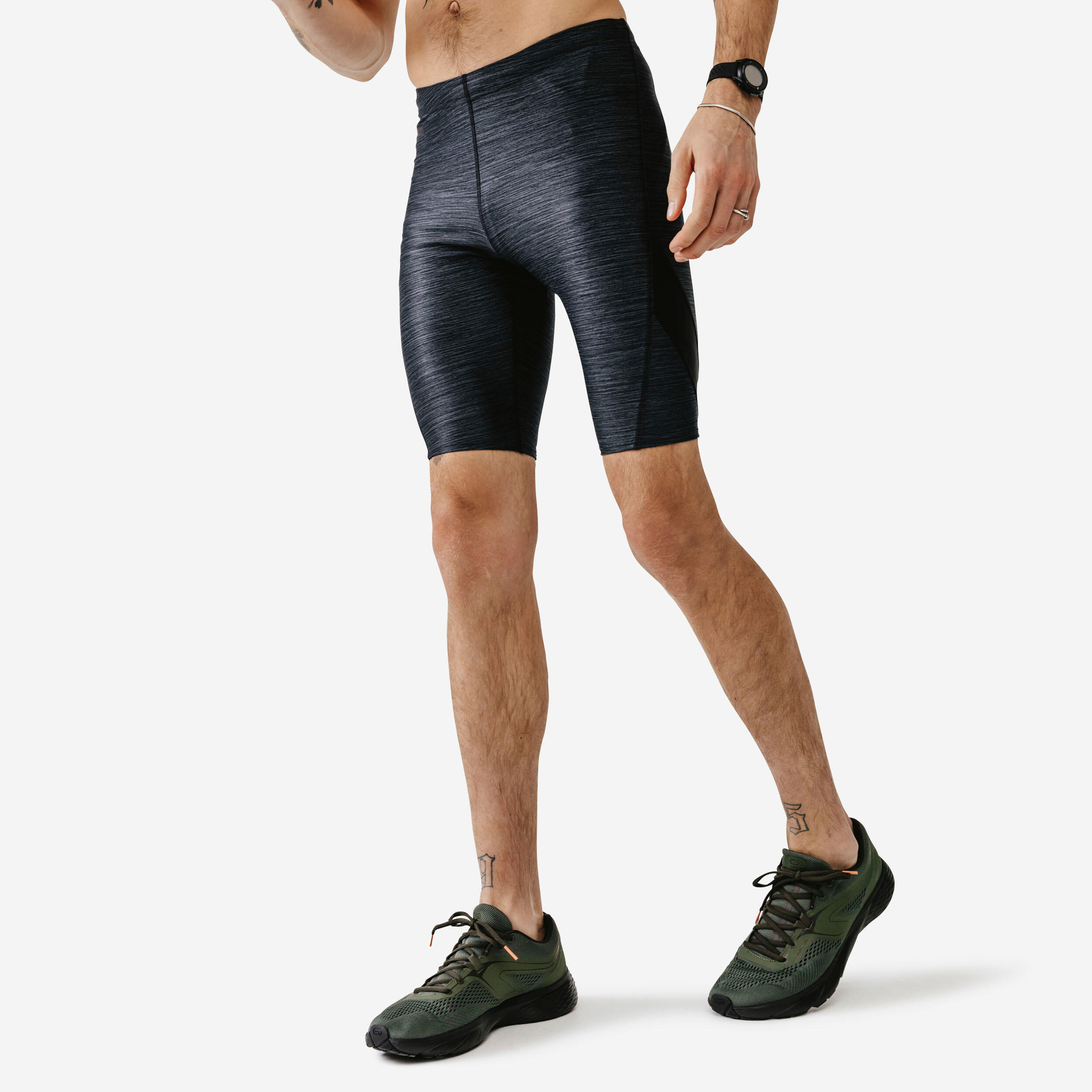 Kalenji Laufshorts Tights atmungsaktiv Dry+ Herren graumeliert