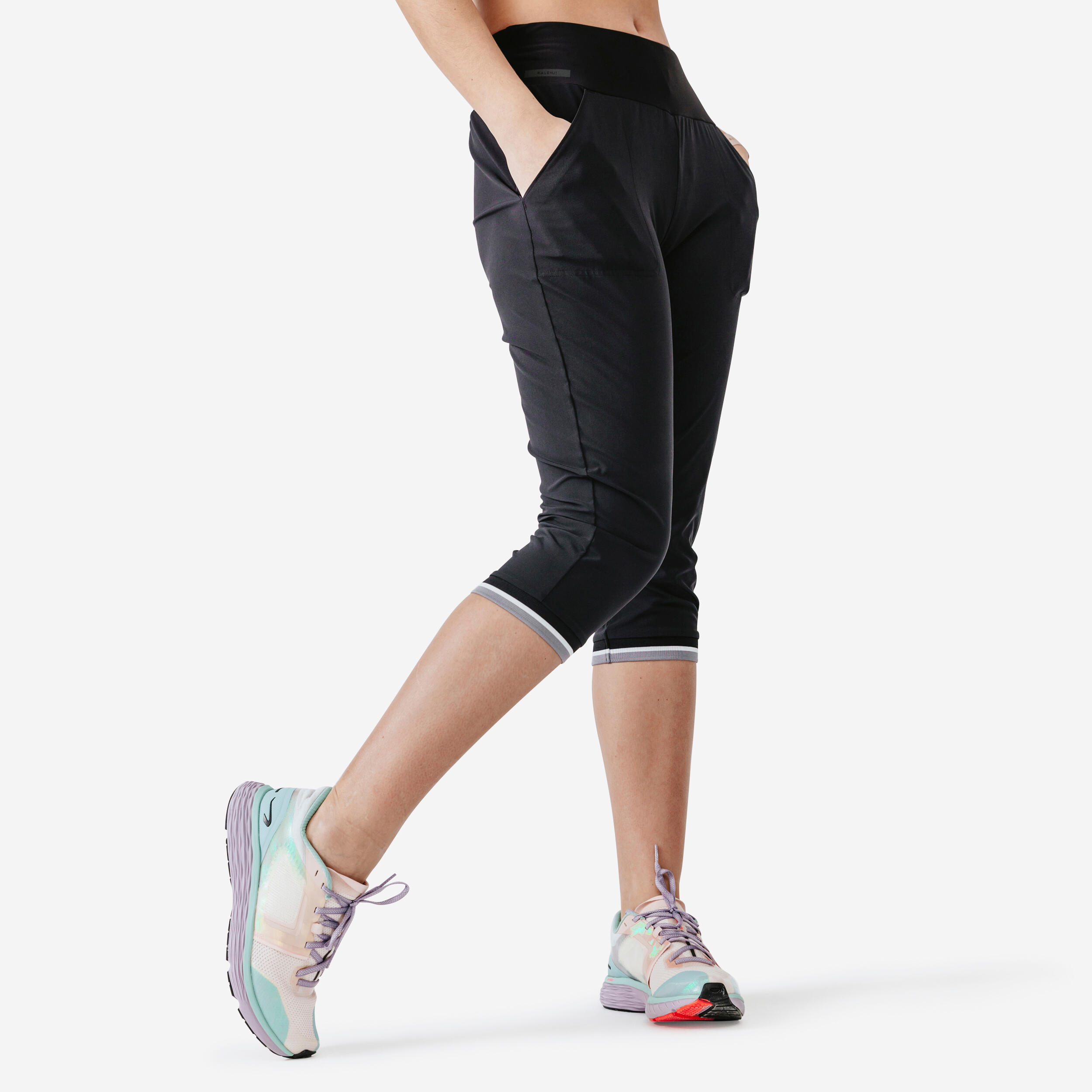 Kalenji Laufhose 3/4 Dry Damen schwarz