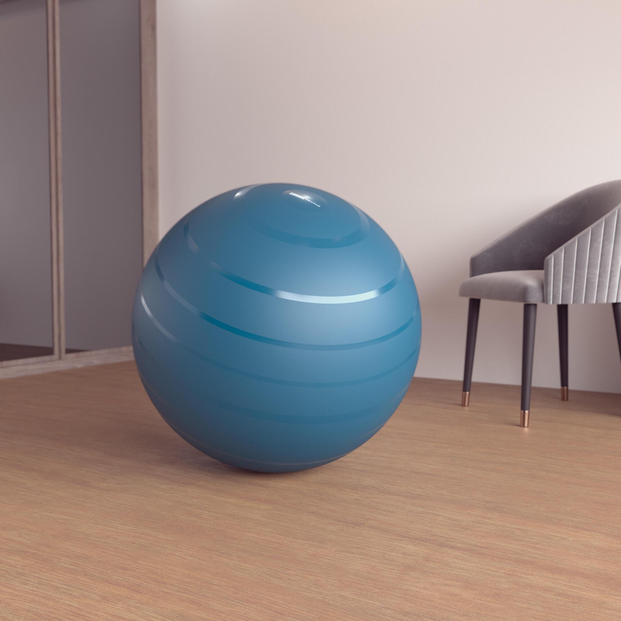 Domyos Gymnastikball robust Fitness Grösse 3 / 75 cm blau