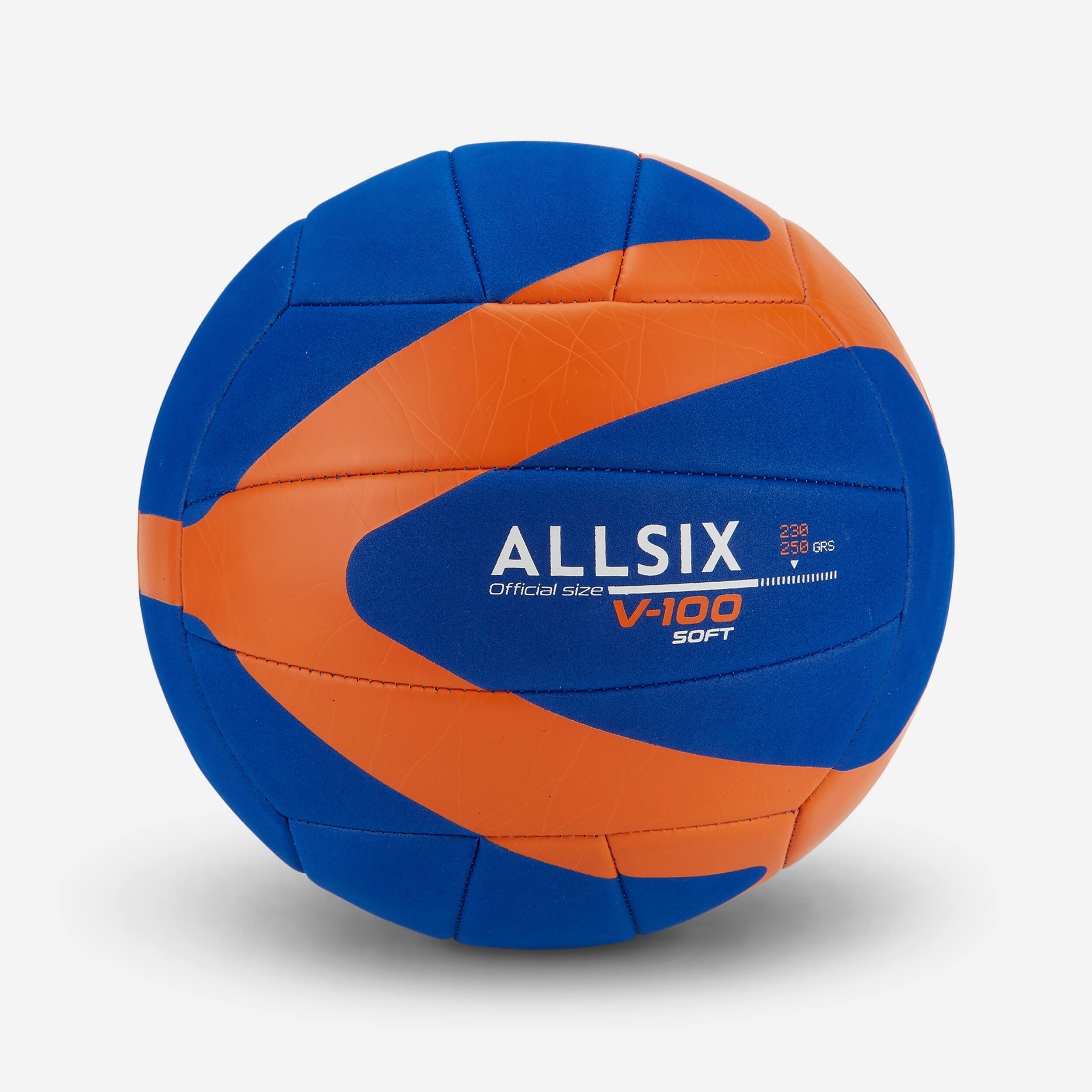 Allsix Volleyball V100 Soft 230–250 g 10–14 Jahre blau/orange
