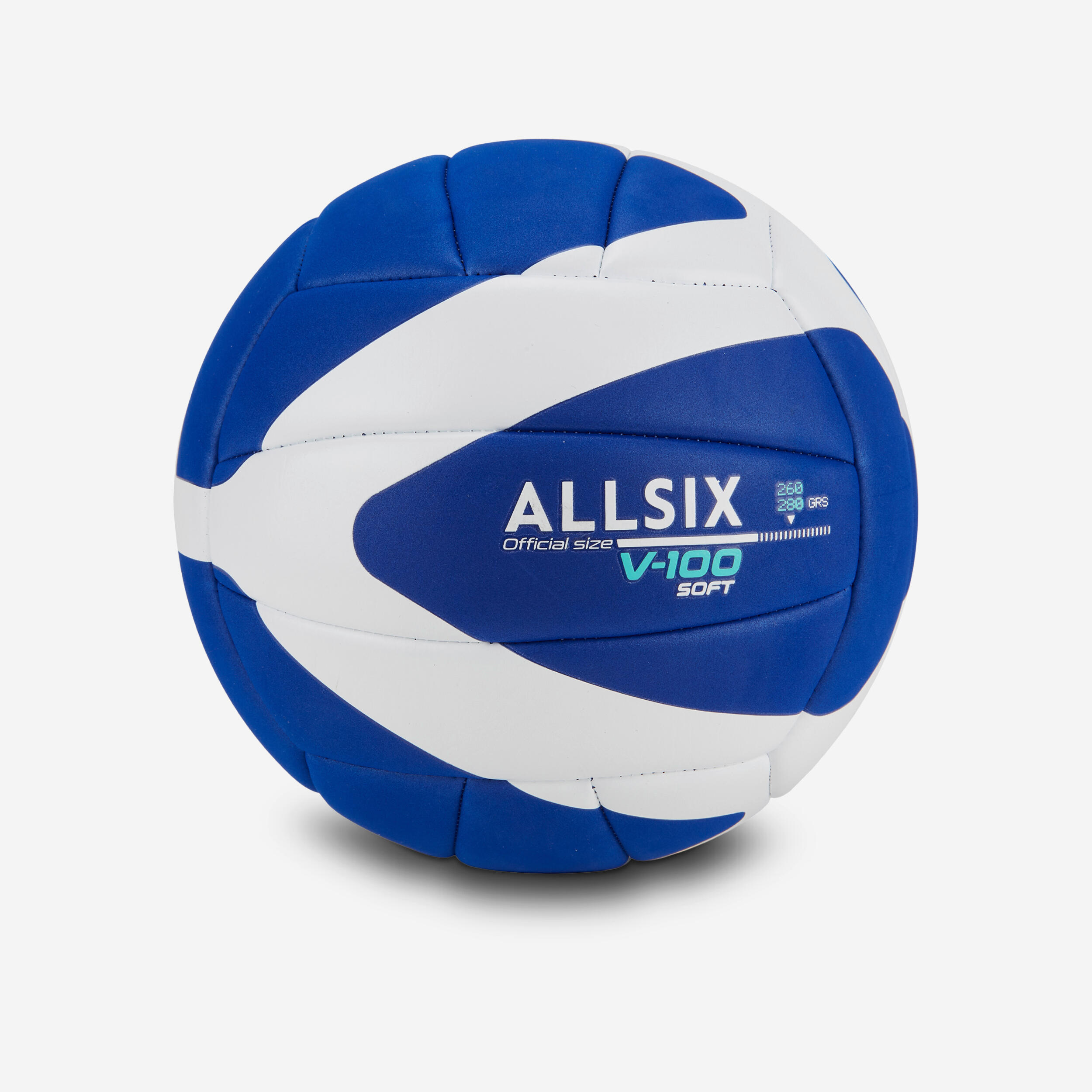 Allsix Volleyball V100 Soft 260–280 g ab 15 Jahren blau/weiss