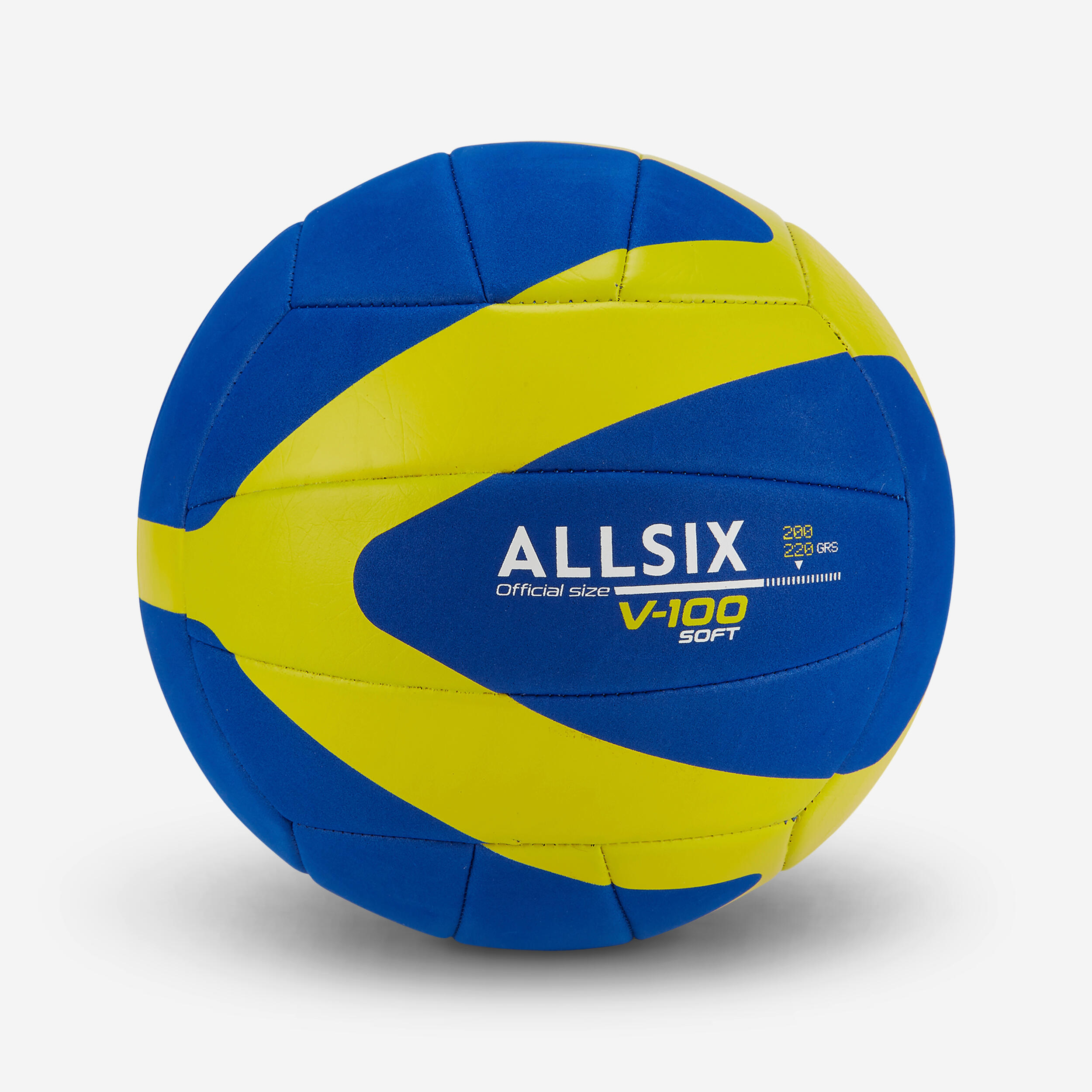Allsix Volleyball V100 Soft 200–220 g 6–9 Jahre blau/gelb