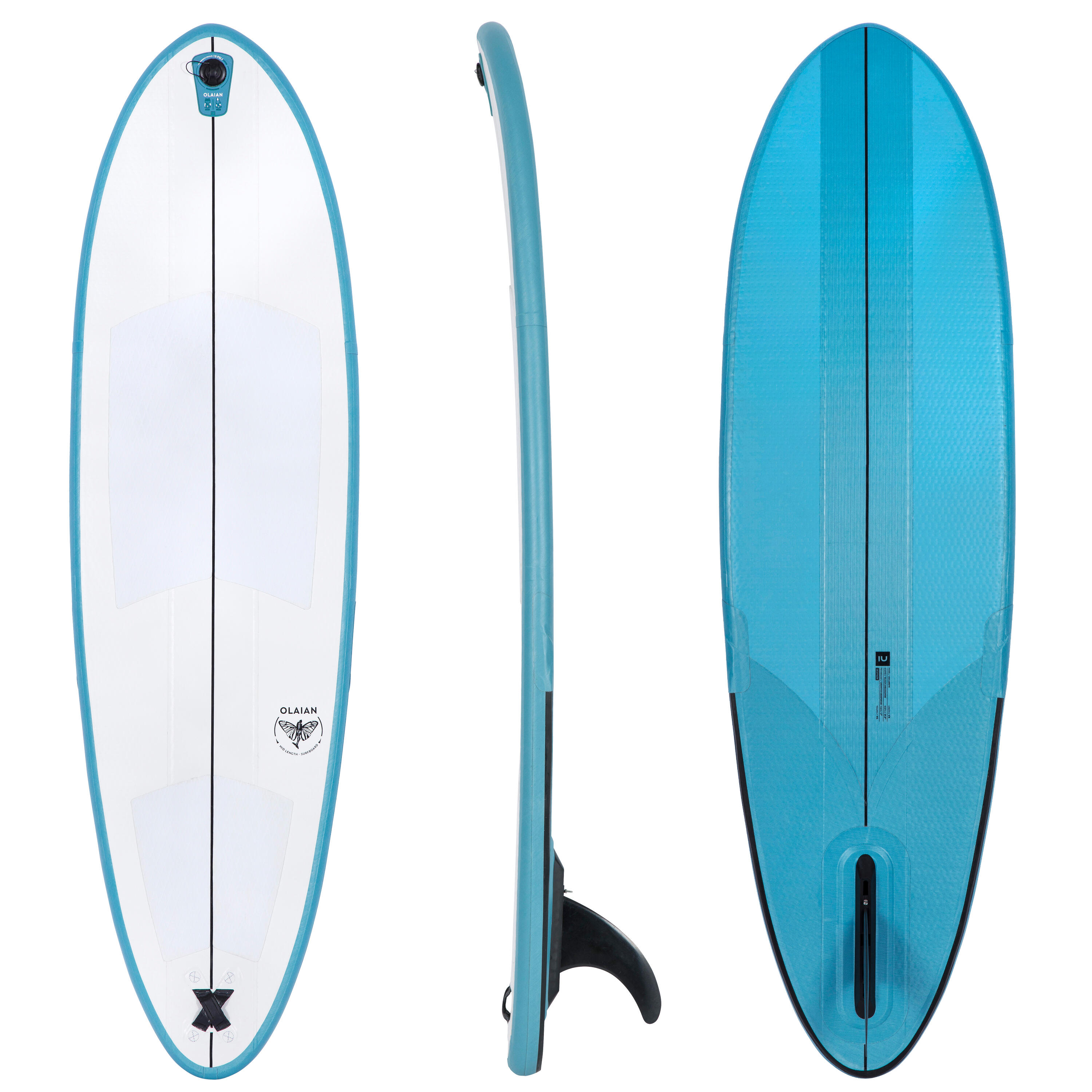 Olaian Surfboard 500 kompakt aufblasbar 6'6" (ohne Pumpe und Leash)