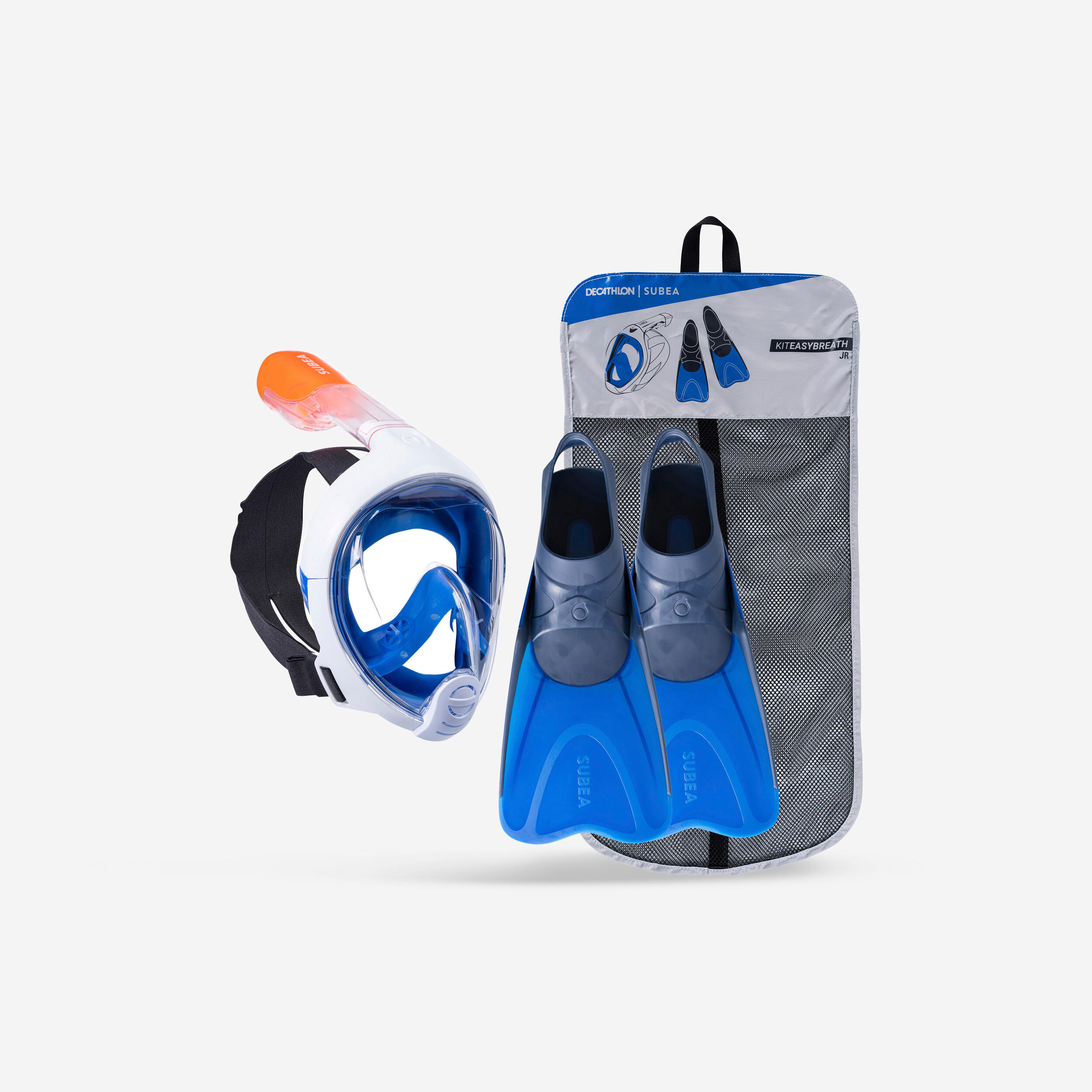 Subea Schnorchel-Set Easybreath Maske und Flossen Kinder blau