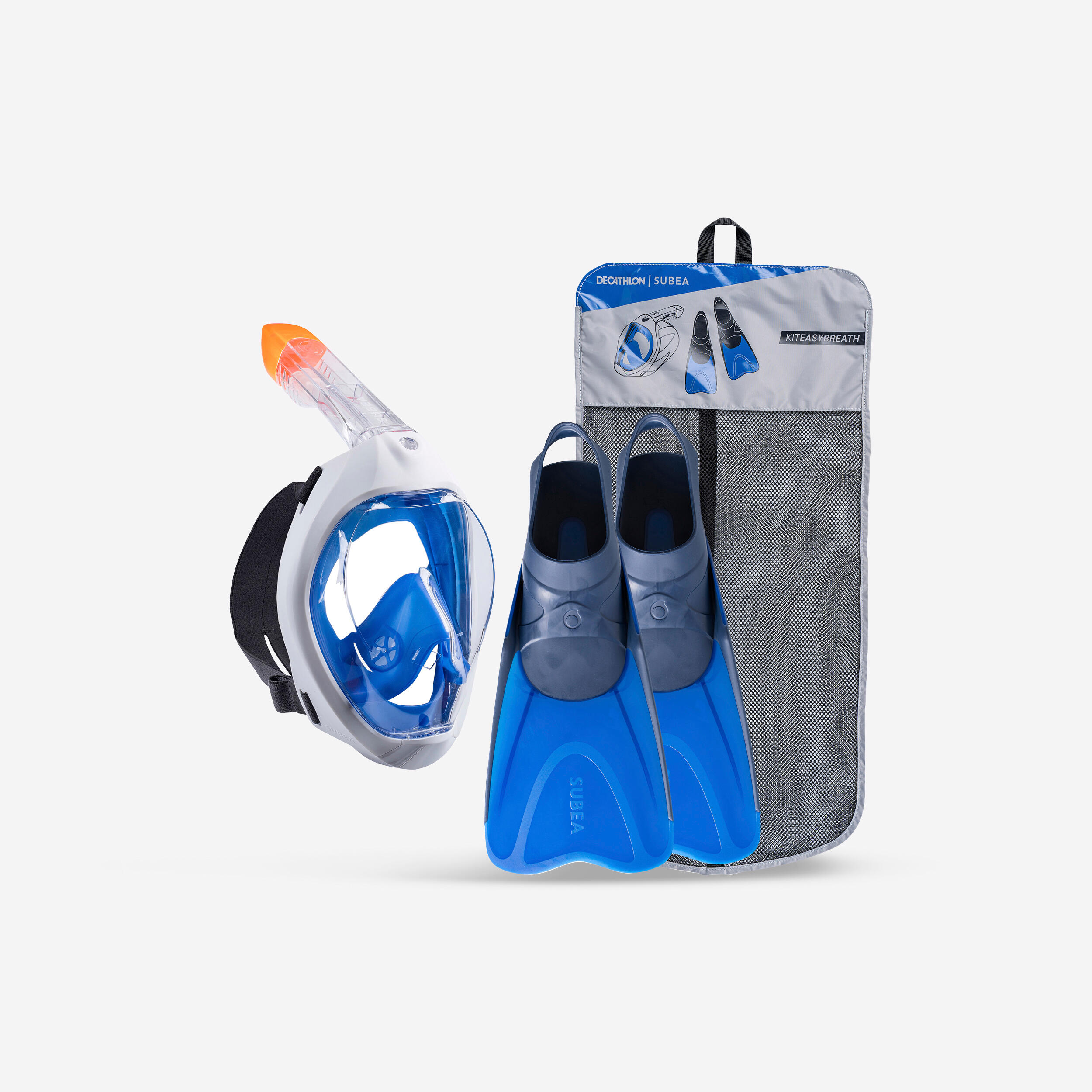 Subea Schnorchel-Set Maske Easybreath 500 und Flossen Damen/Herren blau