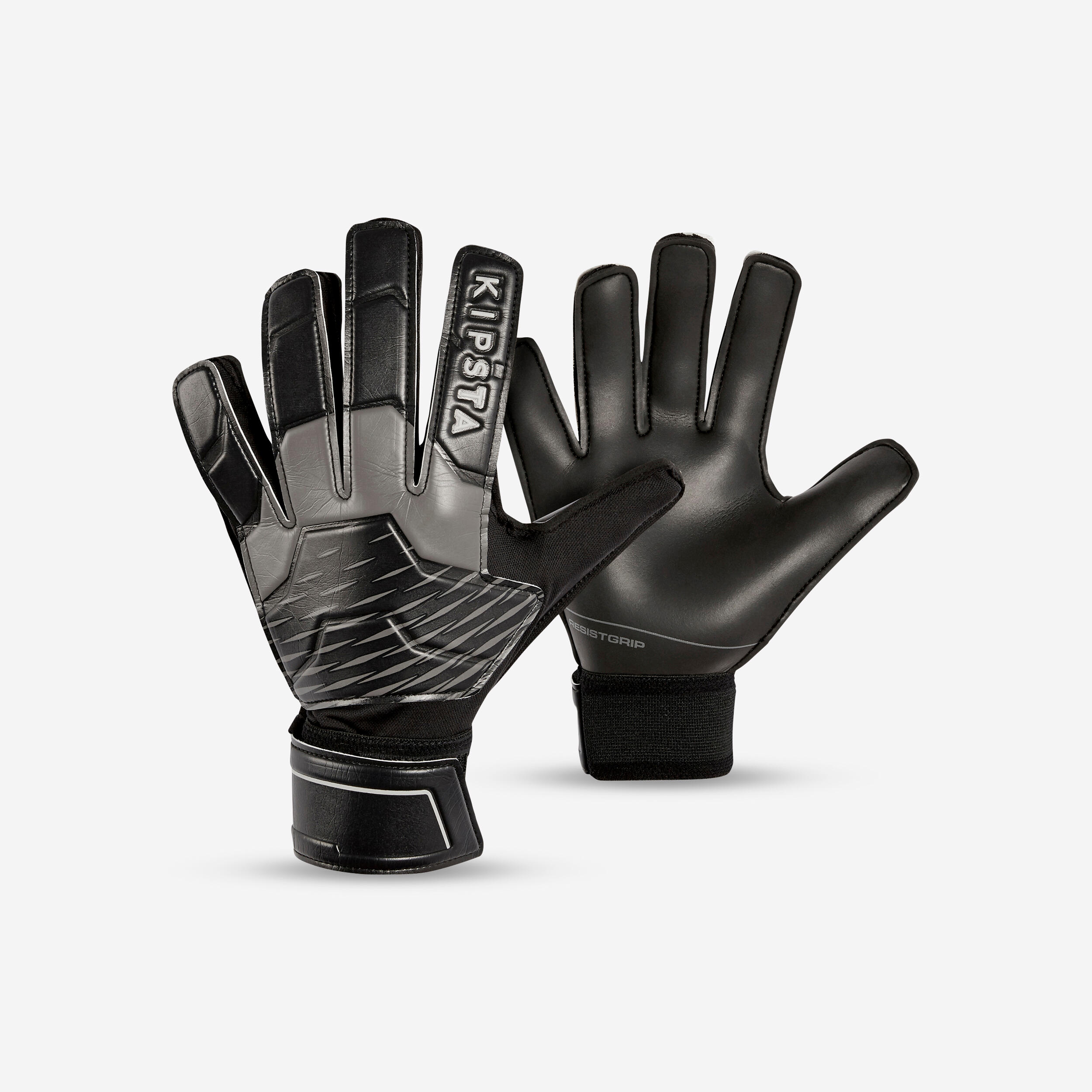 Kipsta Torwarthandschuhe Fussball F100 Resist Erwachsene schwarz/grau