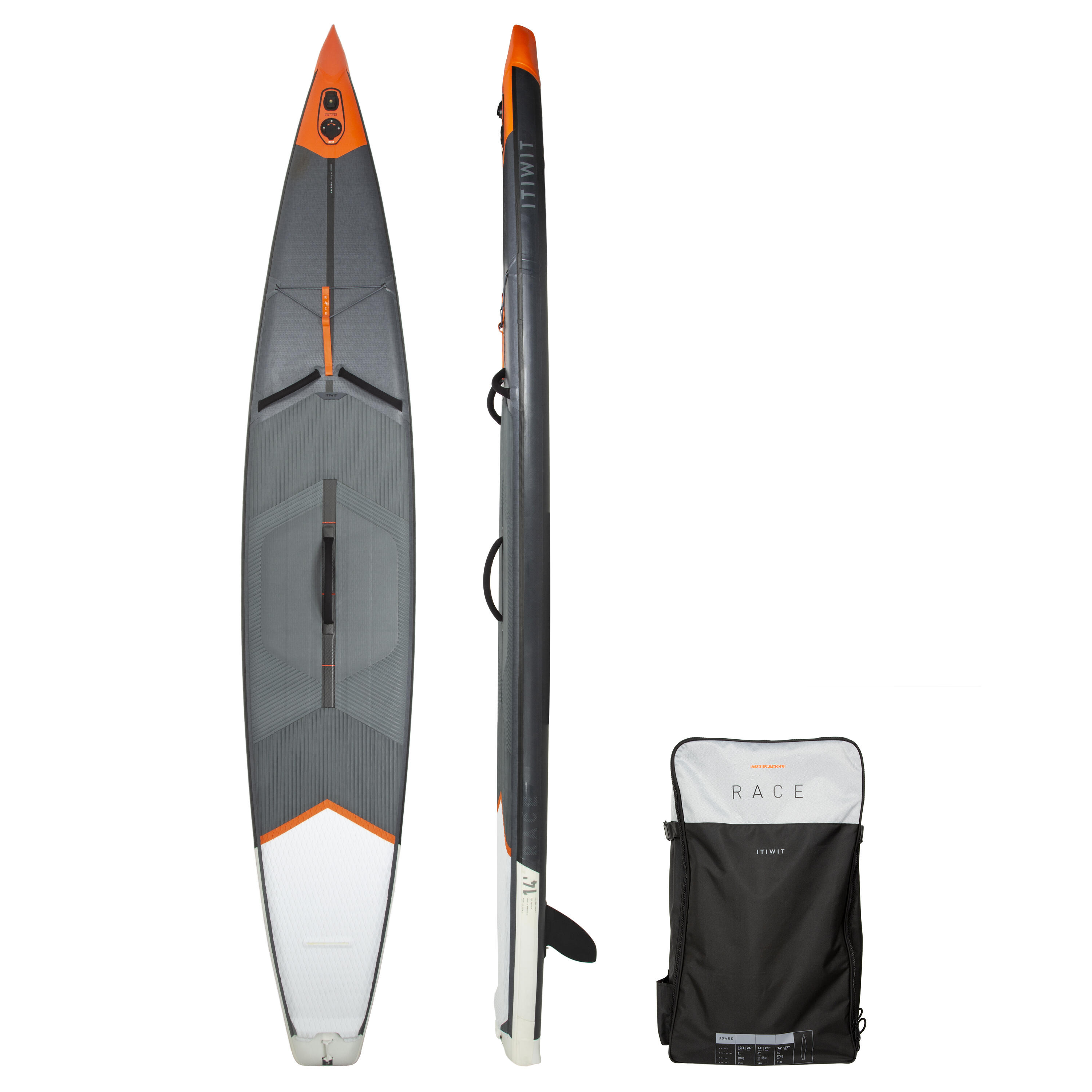 Itiwit SUP-Board Stand Up Paddle aufblasbar Racing 14'27" grau