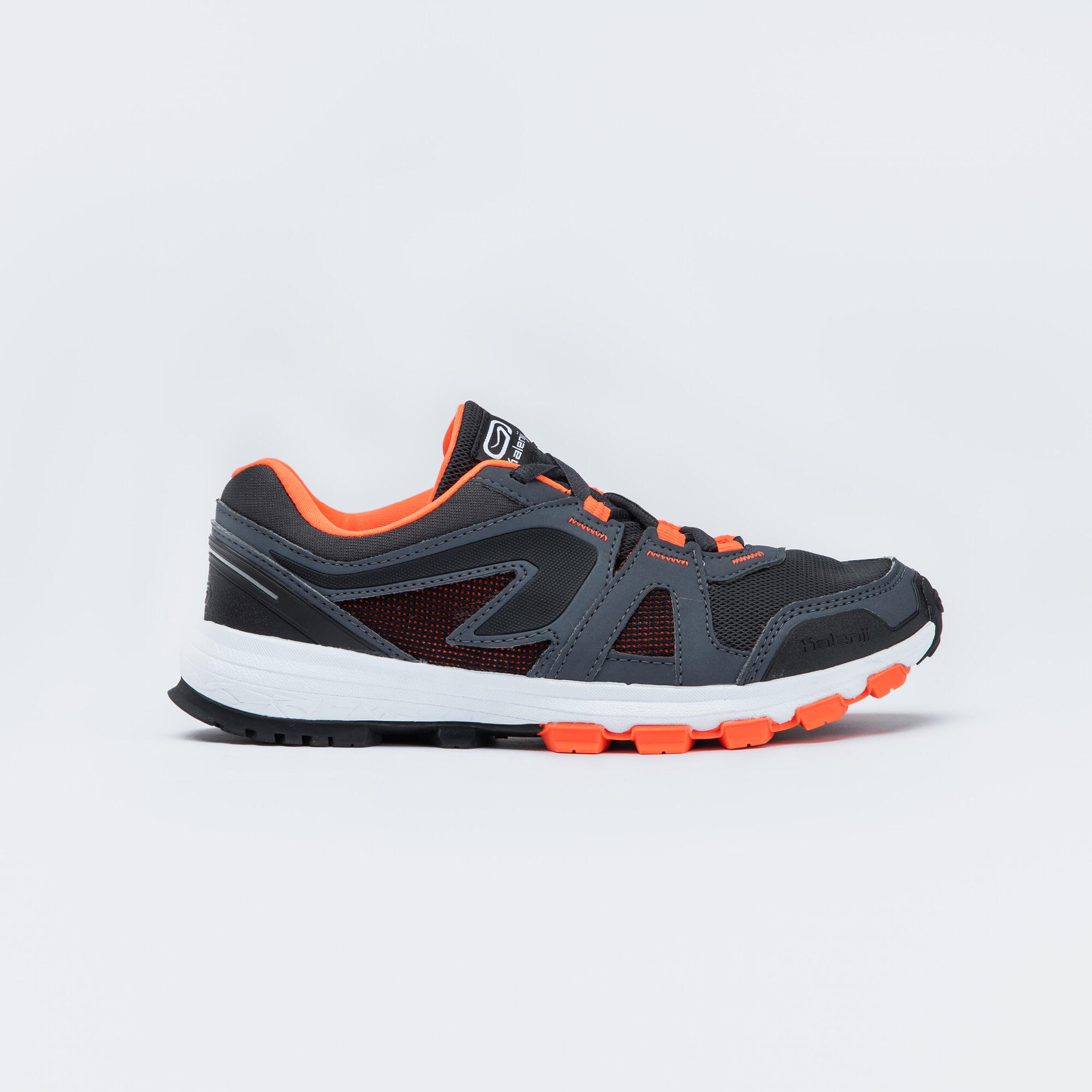 Kiprun Laufschuhe Leichtathletik Kiprun Grip Kinder grau/schwarz/neonorange