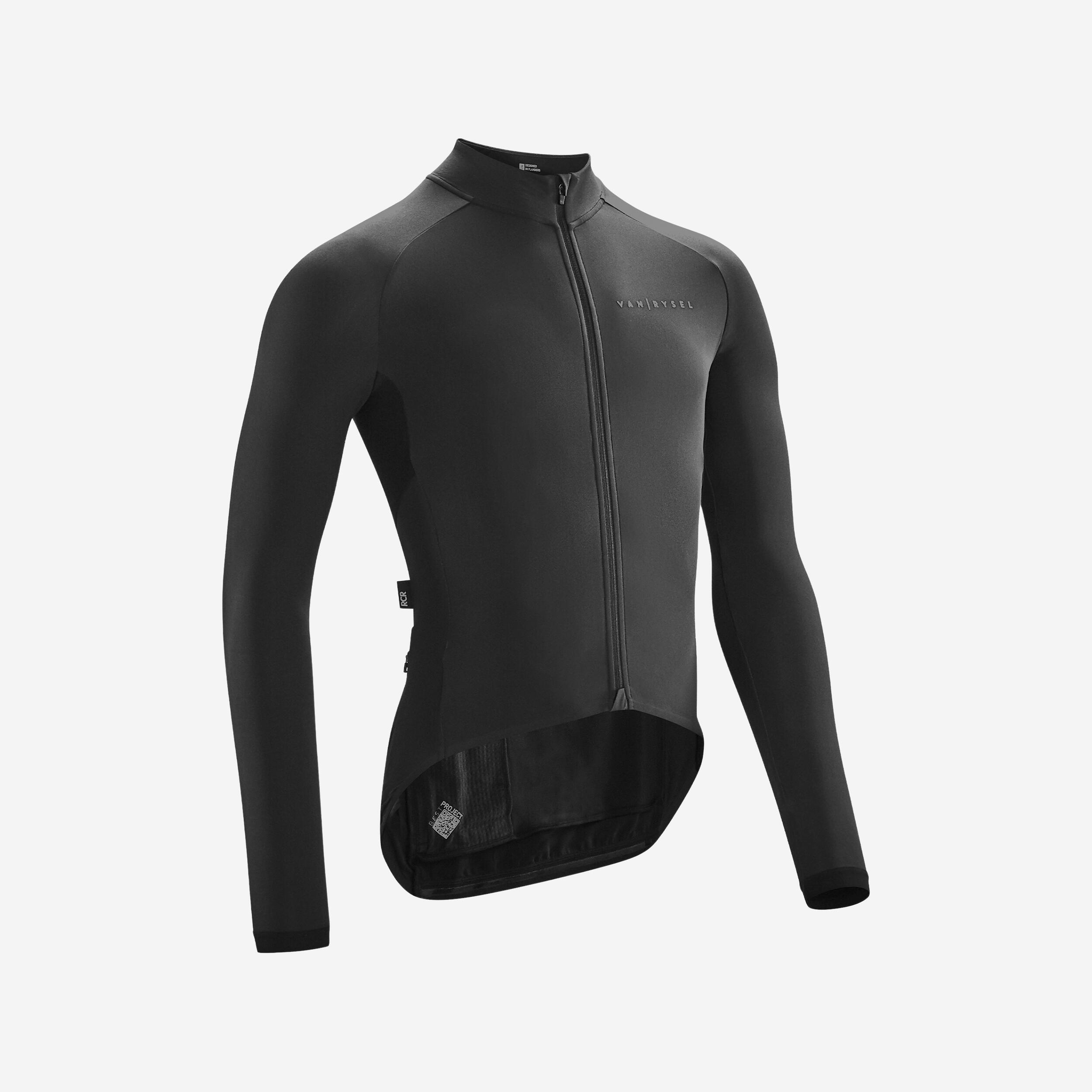 Van Rysel Fahrradtrikot Rennrad langarm Racer Herren schwarz
