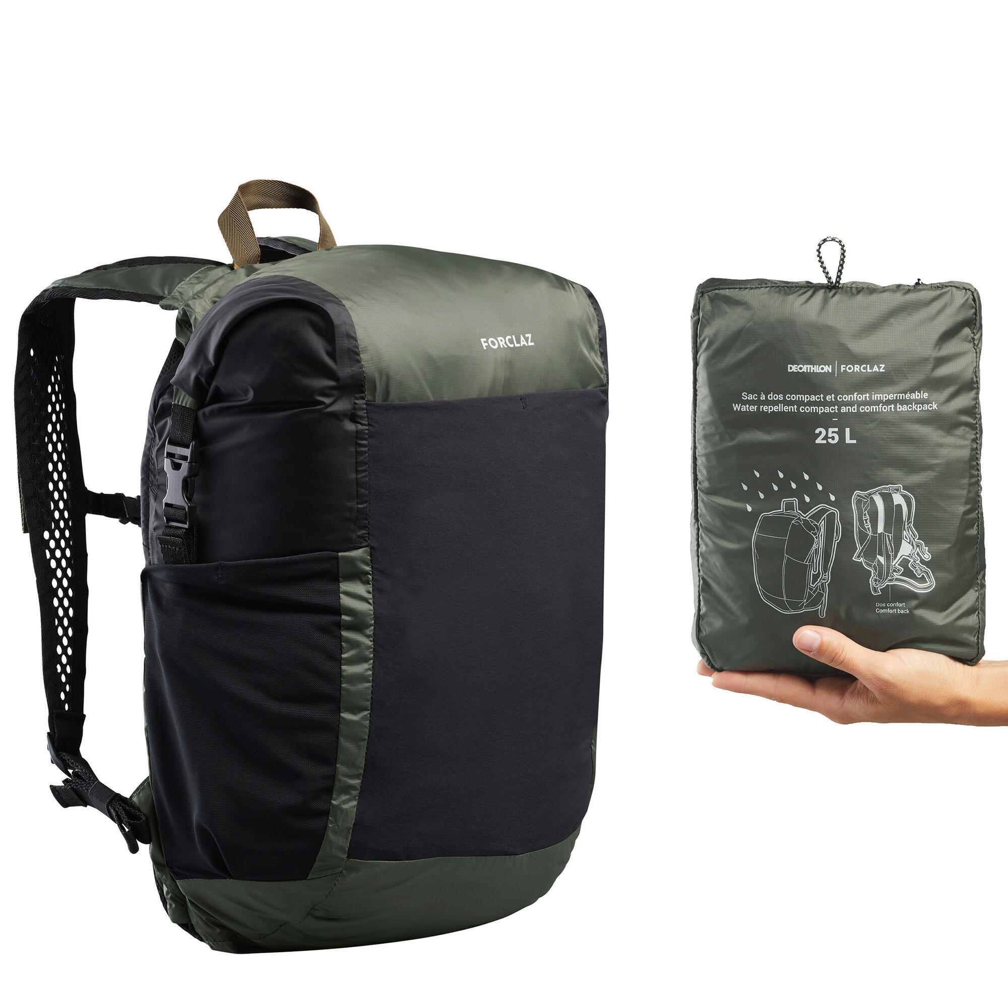 Forclaz Rucksack Travel faltbar wasserdicht 25 Liter schwarz