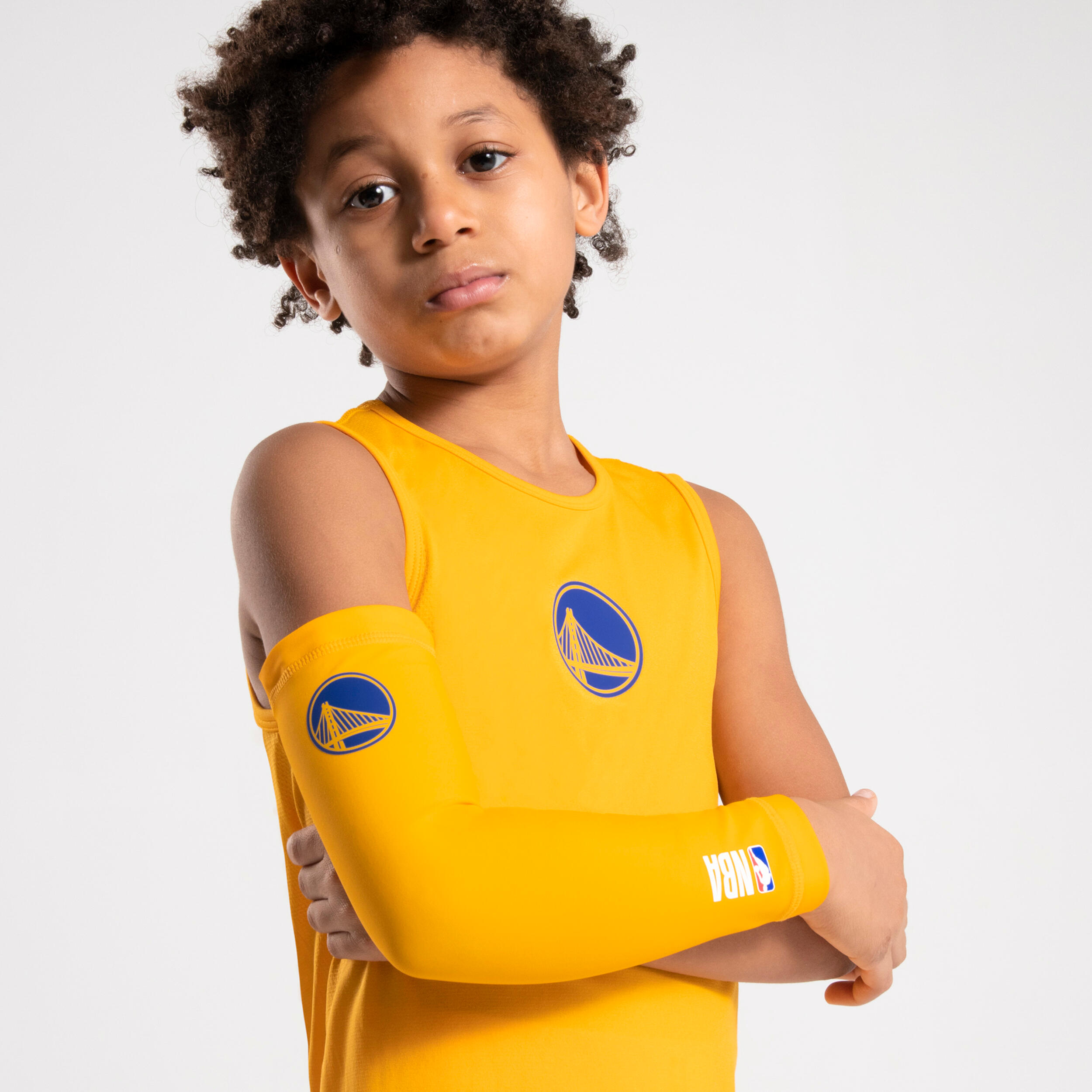 Tarmak Ellenbogenschoner Basketball E500 NBA Golden State Warriors Kinder gelb