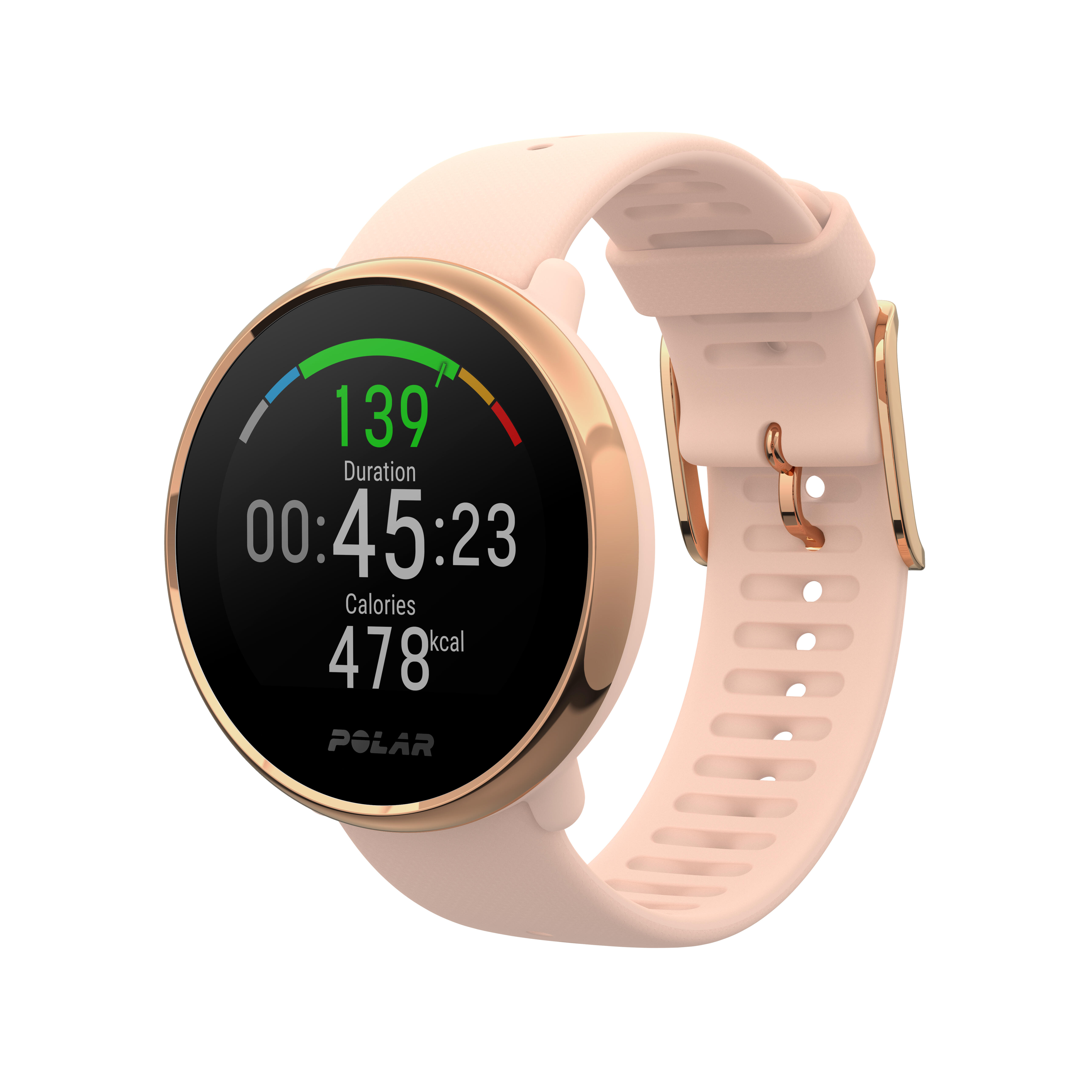 Polar GPS-Uhr Smartwatch mit Herzfrequenzmessung am Handgelenk Ignite rosa/gold