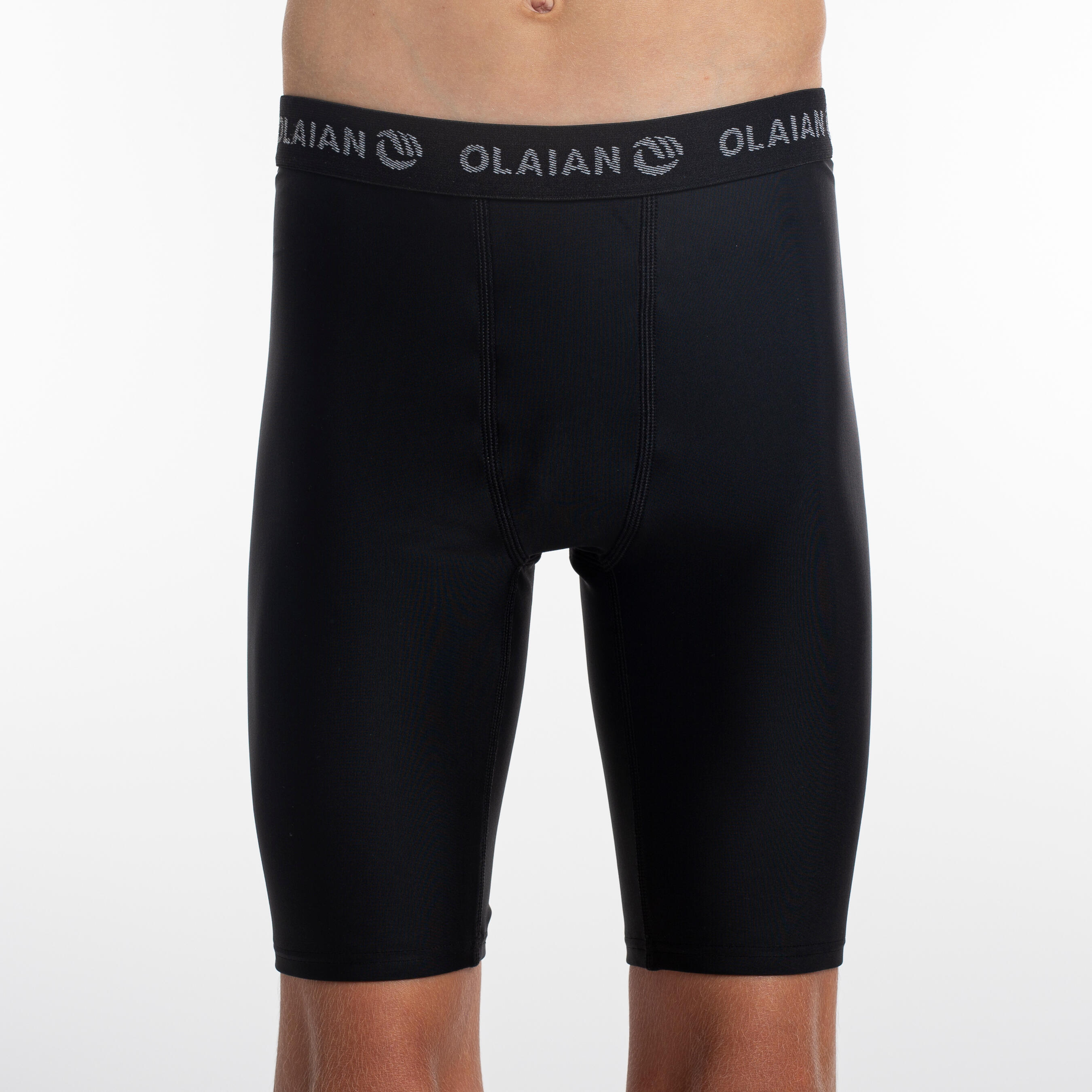 Olaian Funktionsshorts Surfen Jungen Unterziehshorts Jammer 500 schwarz
