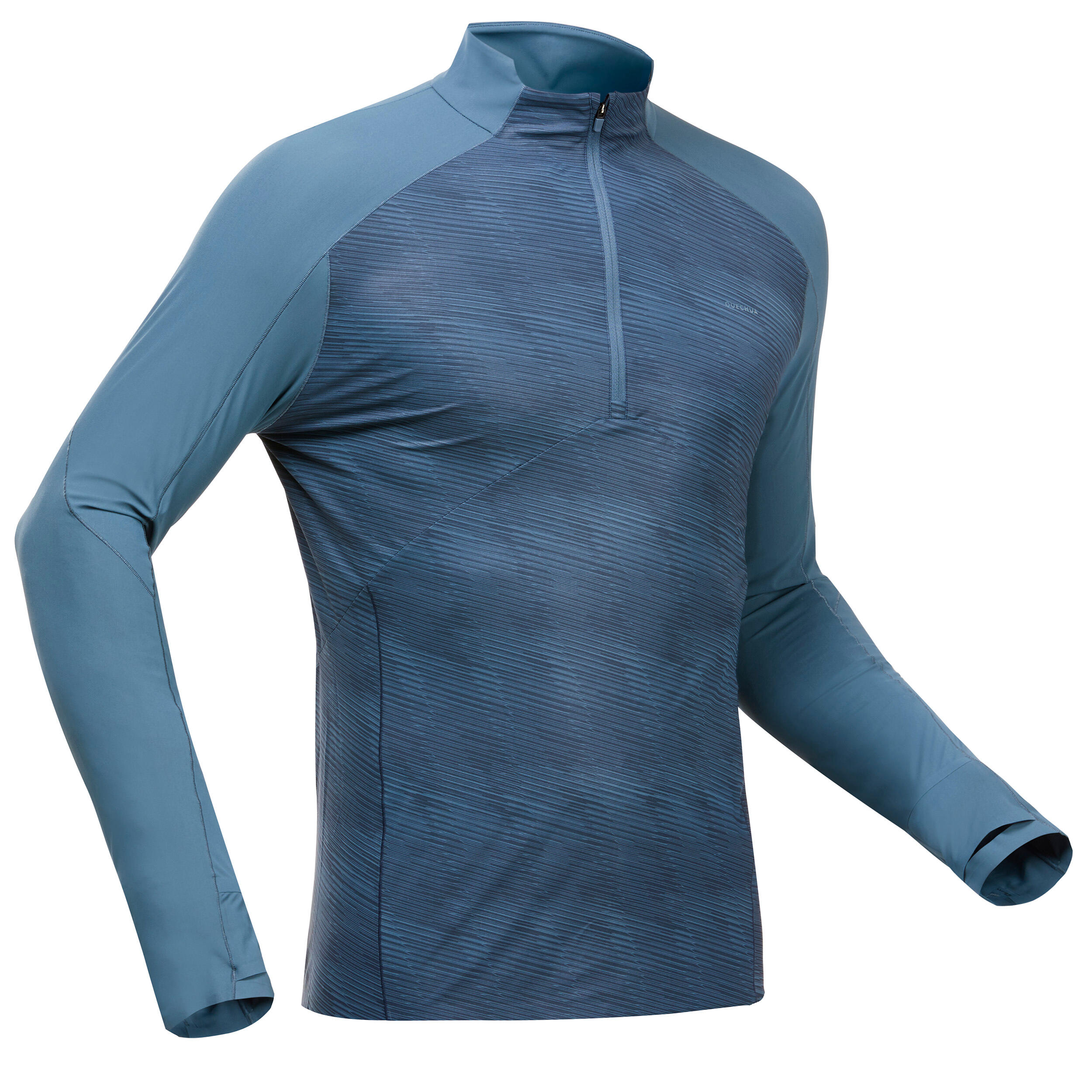 Quechua Wandershirt Bergwandern MH550 langarm Herren blau