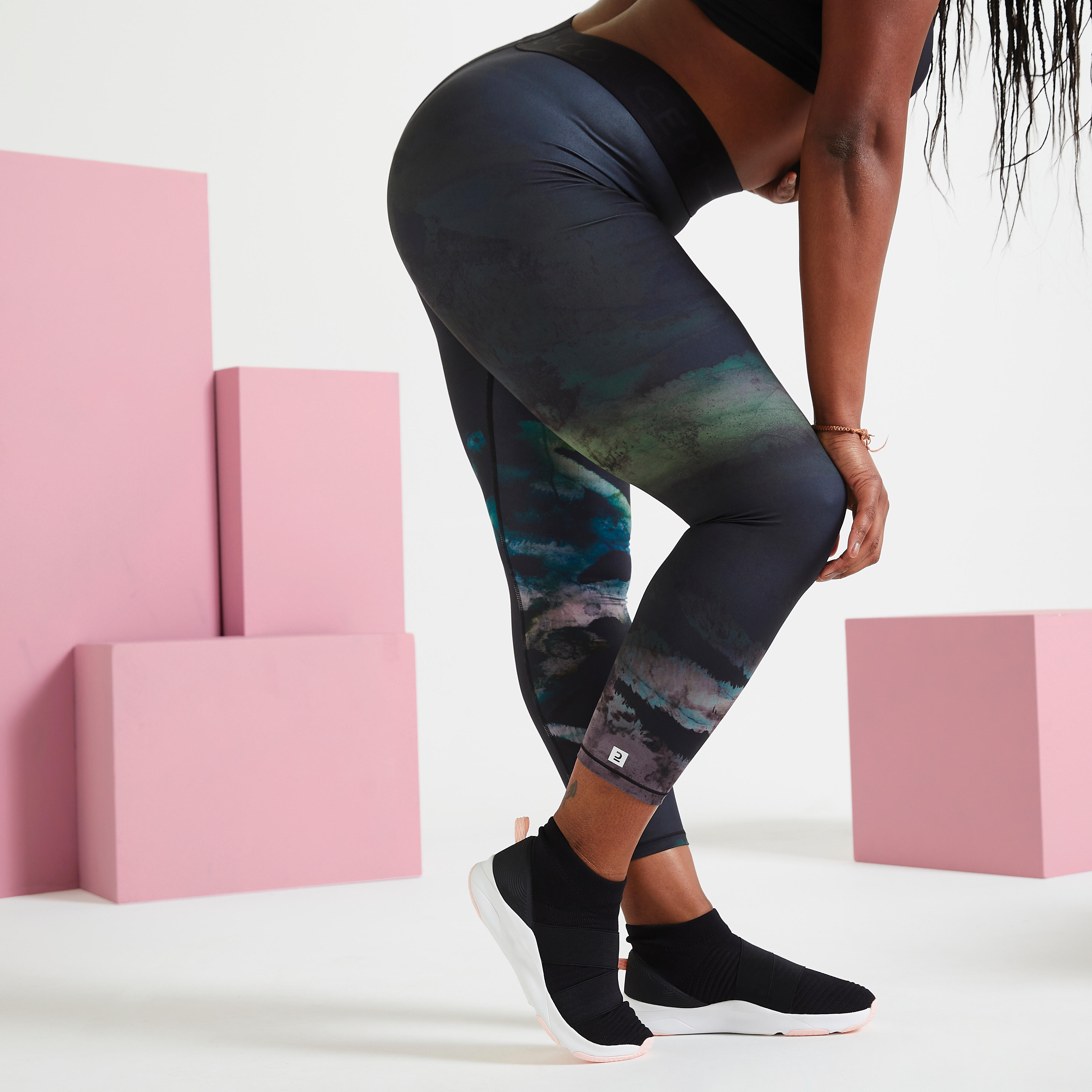 Domyos 7/8-Leggings hoher Bund Fitness