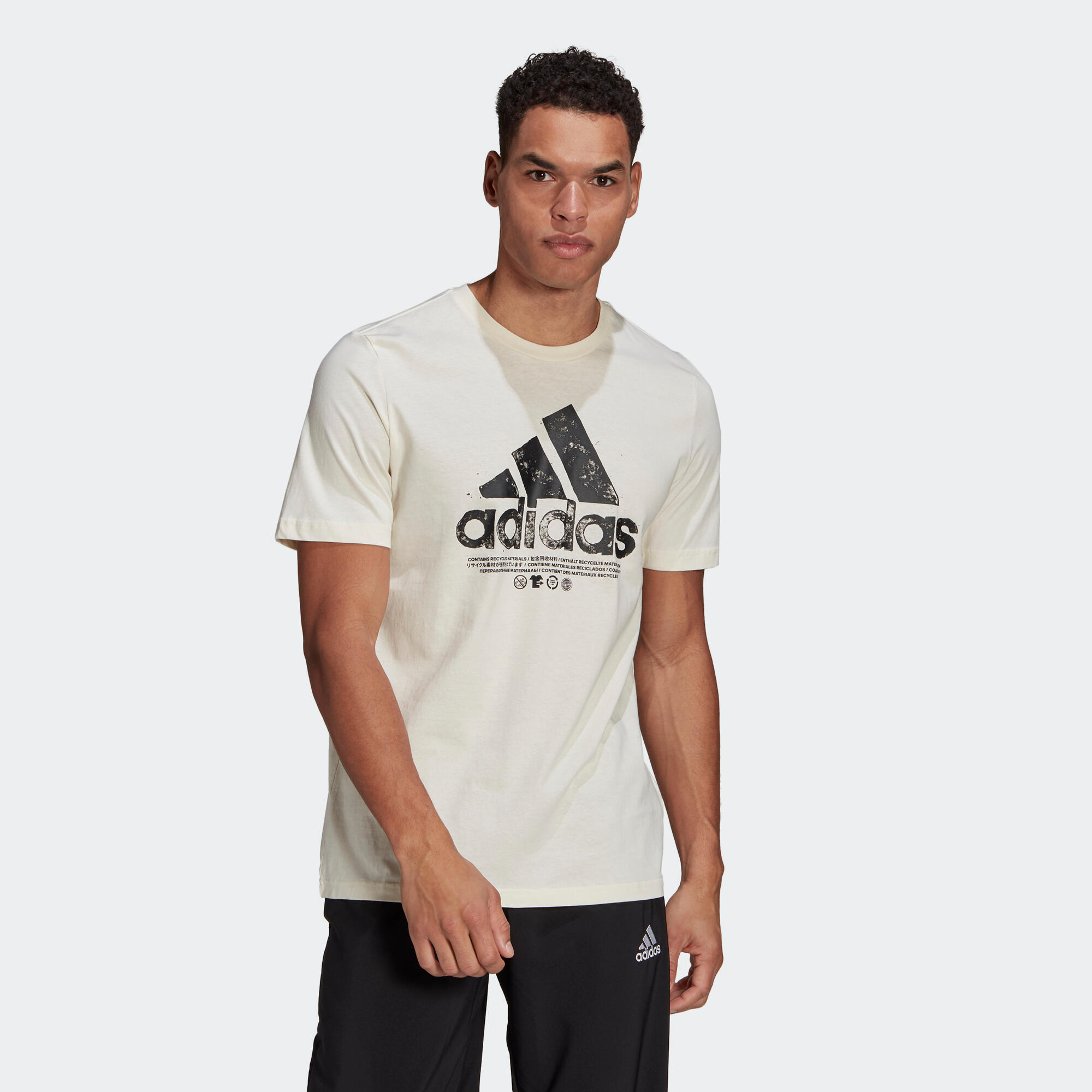 Adidas T-Shirt Fitness Schriftzug Herren ungefärbt