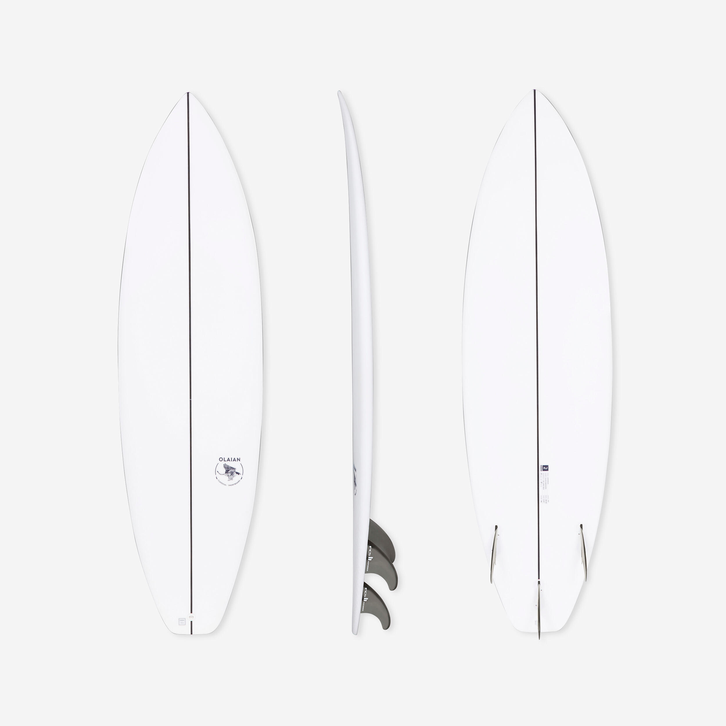 Olaian Surfboard Shortboard 900 6'3" 35 L inkl. 3 Finnen FCS2