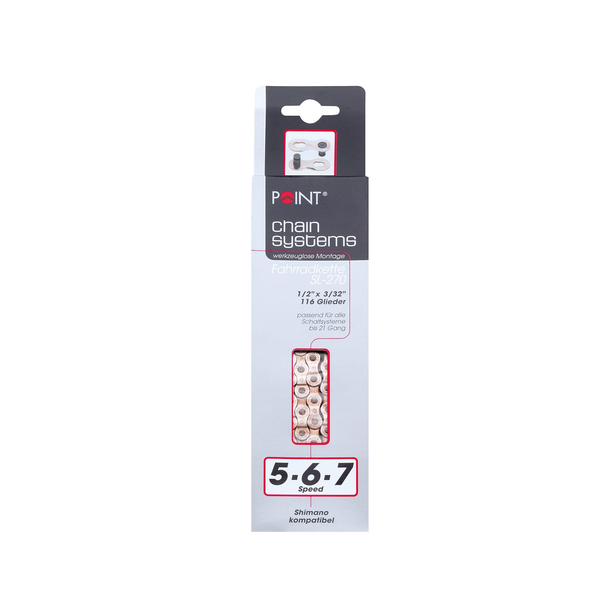 Point Fahrradkette 5- bis 7-fach 116 Glieder verchromt