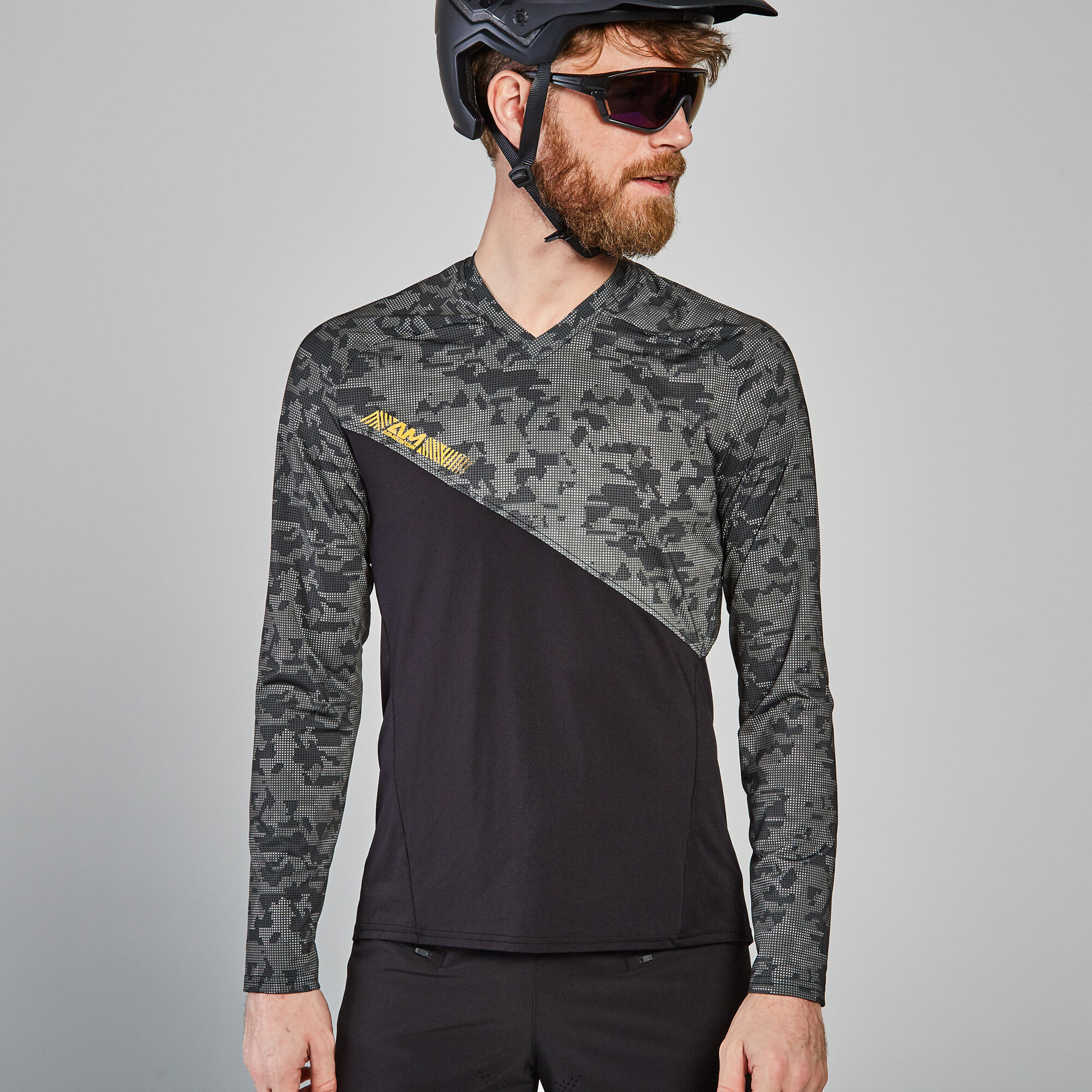 Rockrider Radtrikot langarm MTB All Mountain Herren schwarz