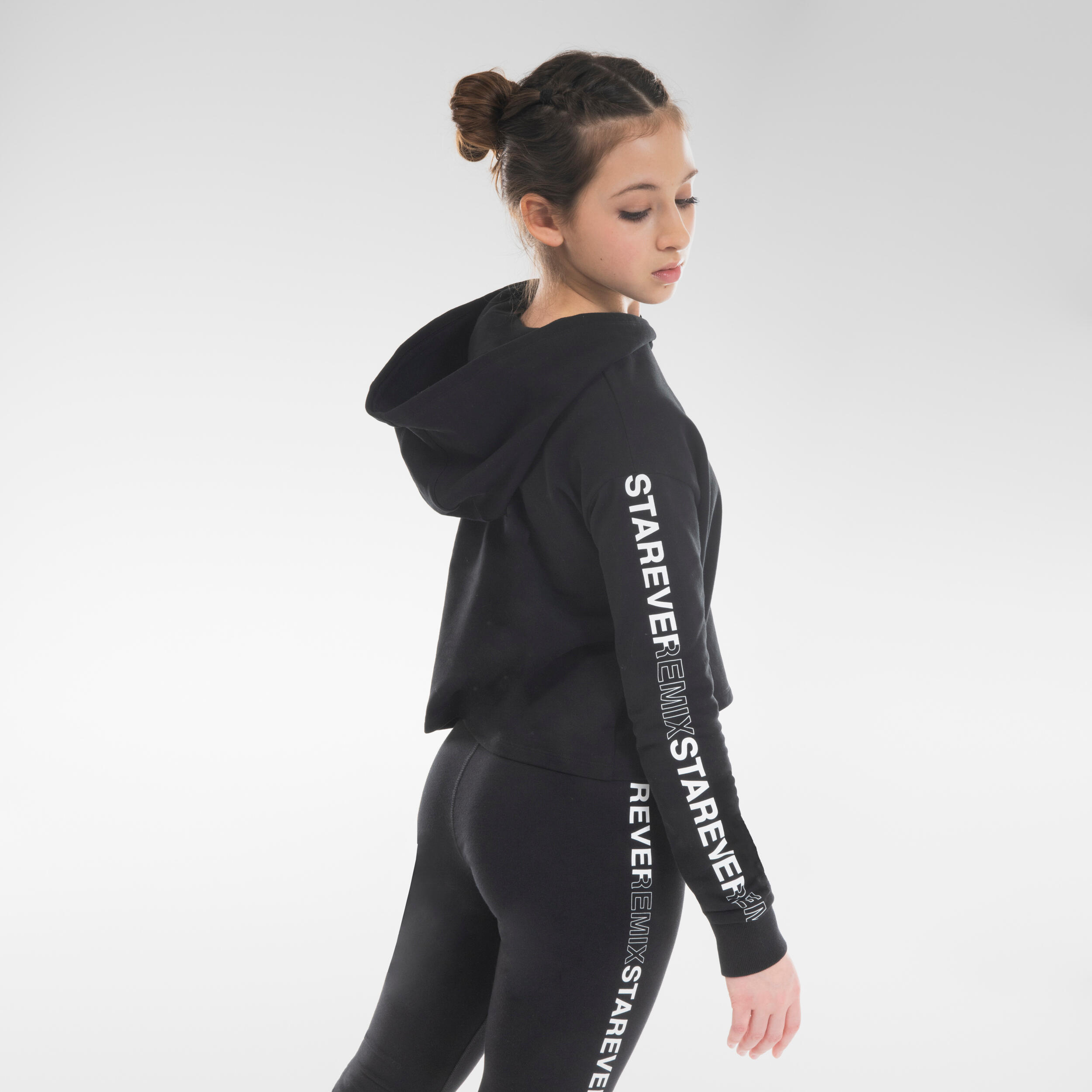 Starever Sweatshirt Modern Dance Crop Top mit Kapuze Kinder schwarz