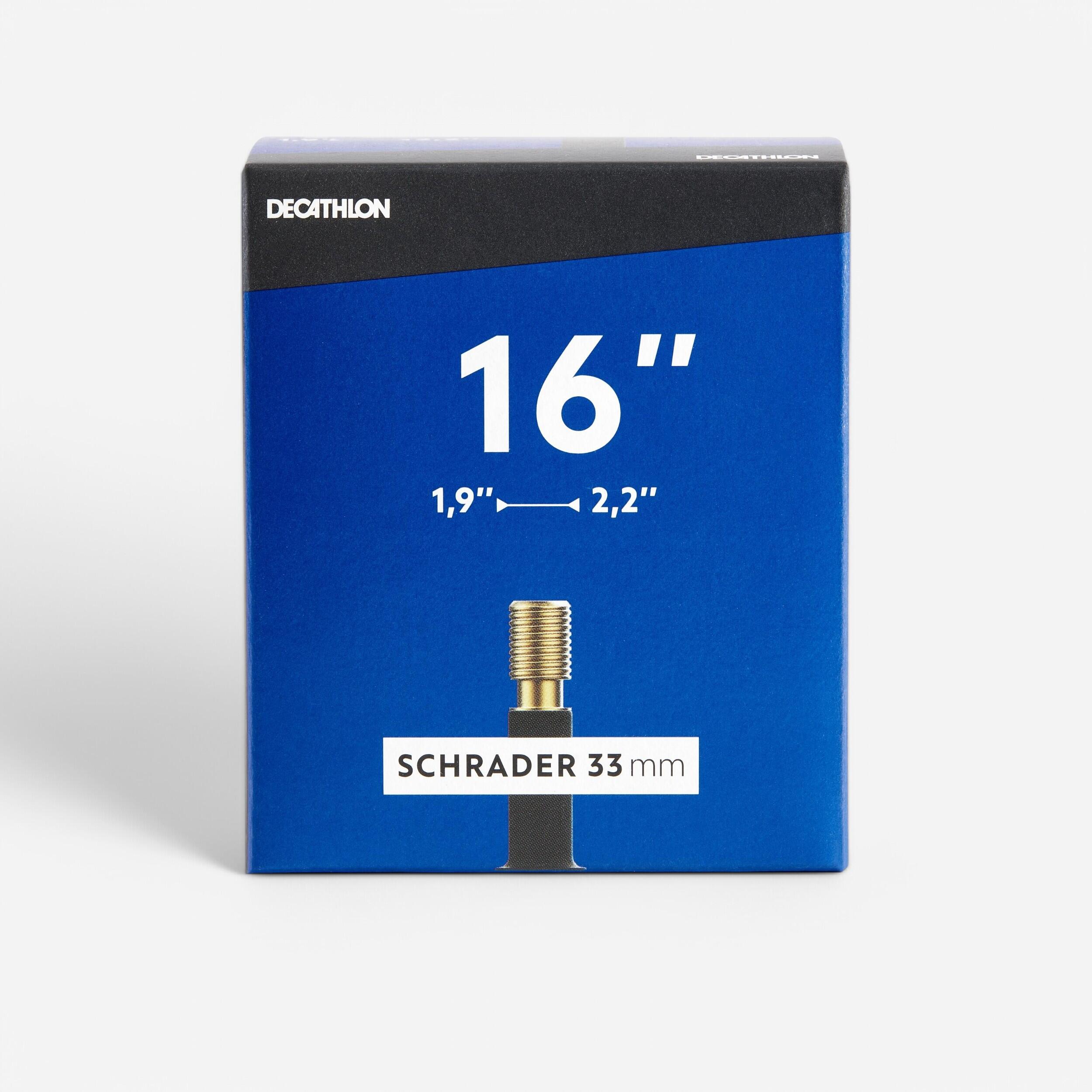 Decathlon Fahrradschlauch 16 Zoll × 1,90–2,20 mit Autoventil (Schrader)