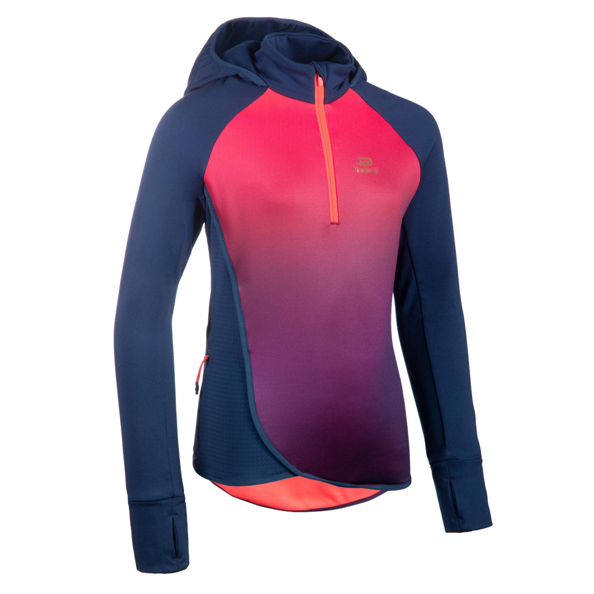 Kiprun Laufshirt langarm Leichtathletik kaltes Wetter AT500 Kinder rosa Farbverlauf