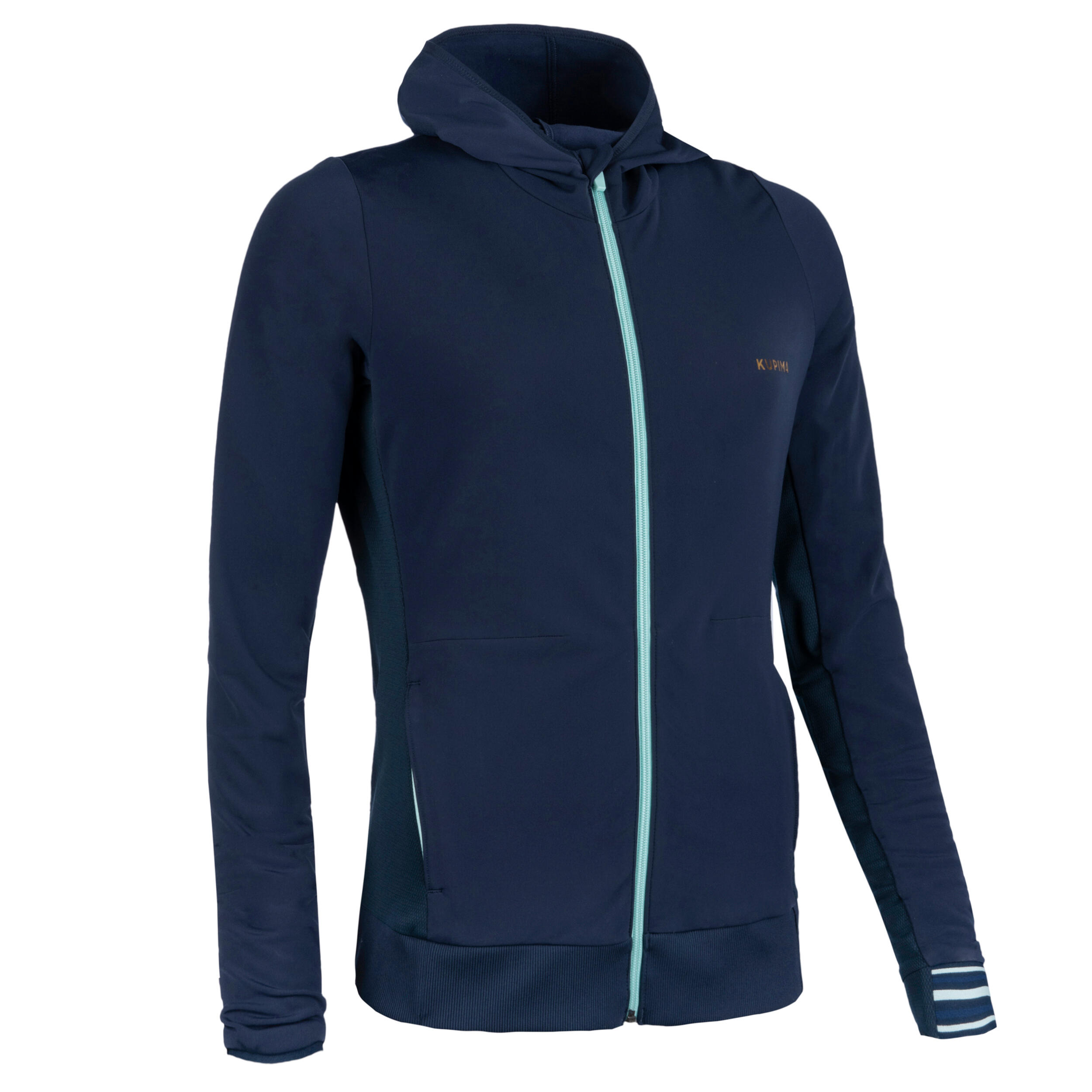 Kalenji Laufjacke Leichtathletik warm Damen marineblau/himmelblau