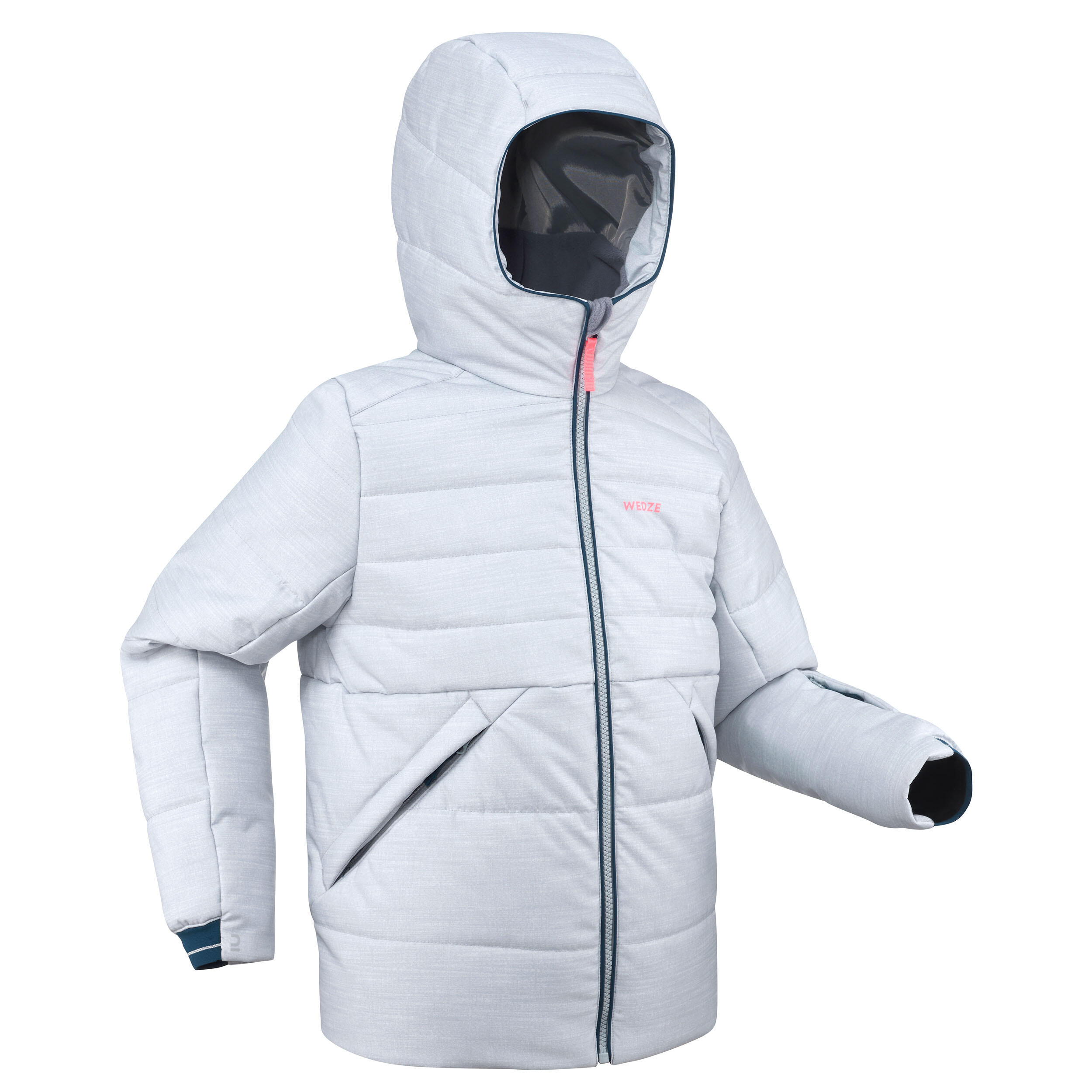 Wedze SKIJACKE DAUNENJACKE WARM - 180 WASSERDICHT KINDER GRAU