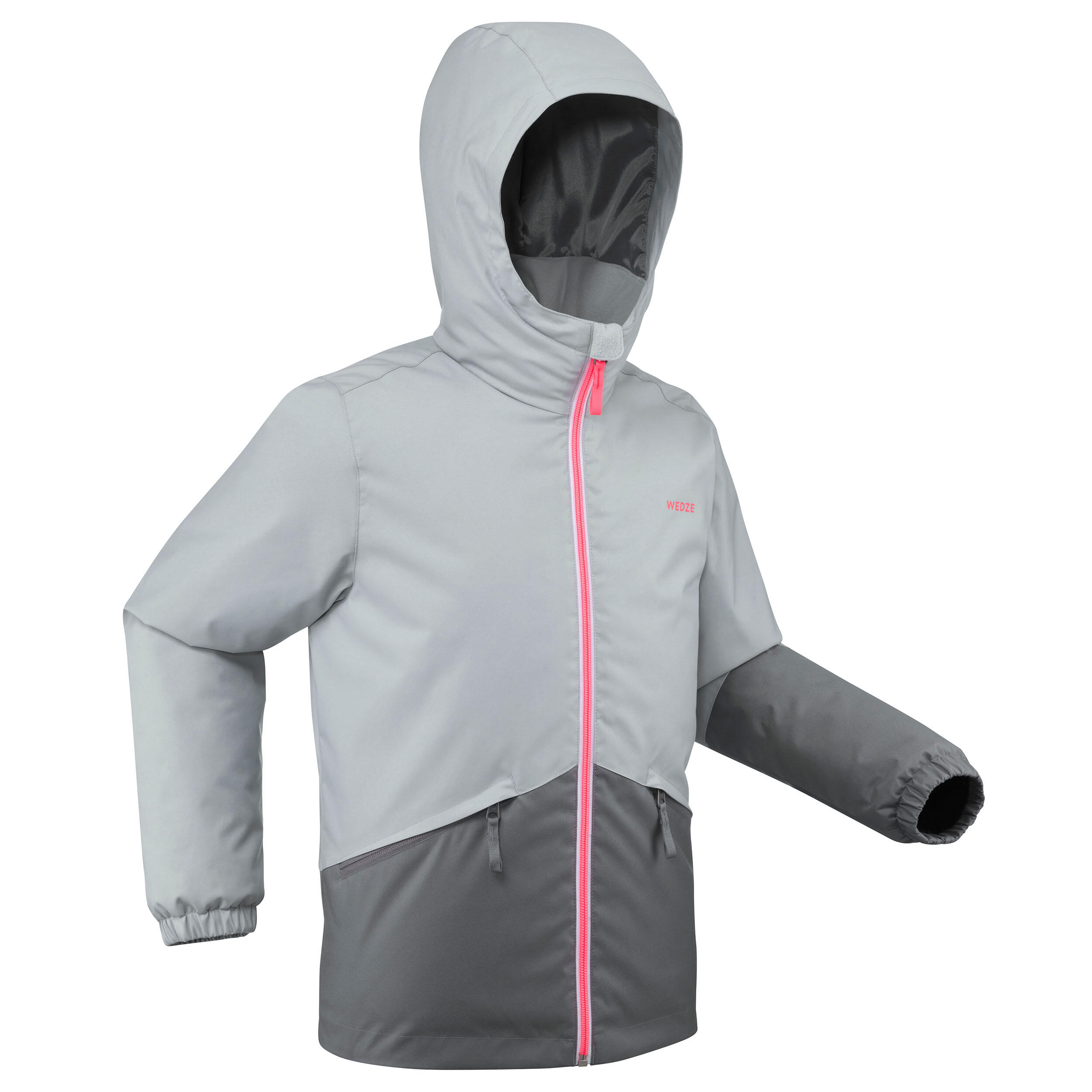 Wedze Skijacke 100 warm wasserdicht Kinder grau