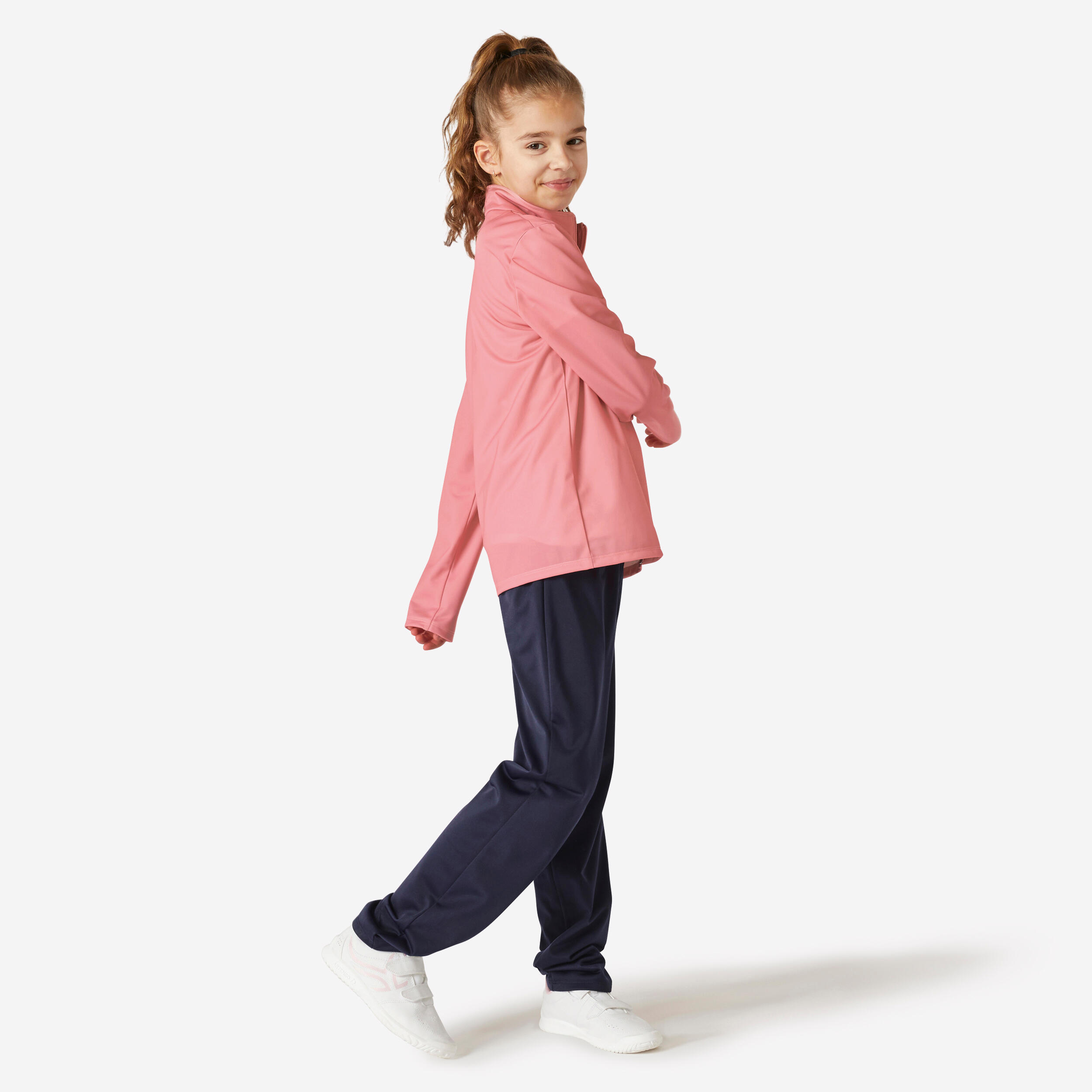 Domyos Trainingsanzug Basic Synthetik atmungsaktiv Gym'Y Kinder blau mit Print
