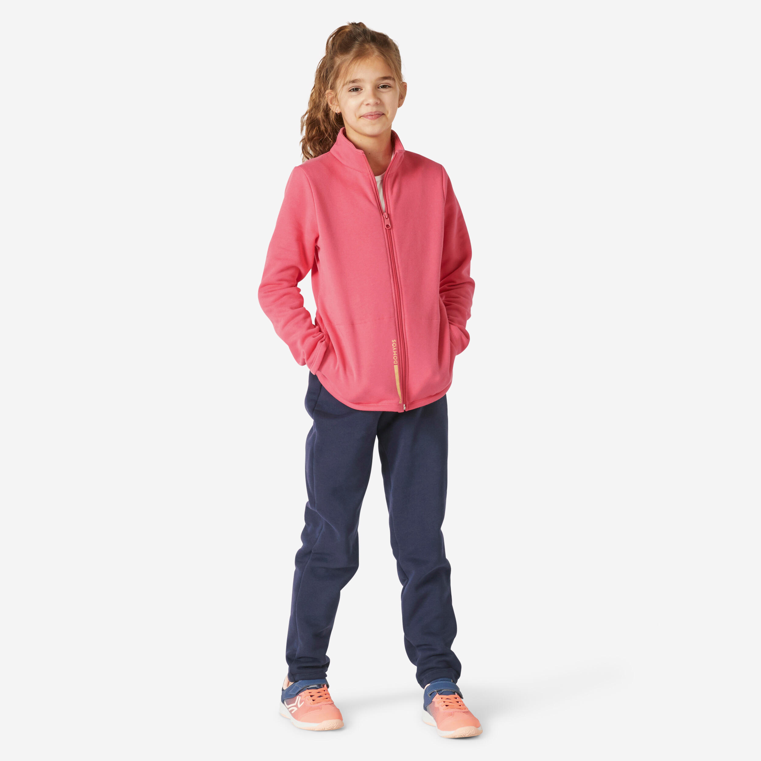 Domyos Trainingsanzug Kinder warm Basic - Warmy marineblau/rosa
