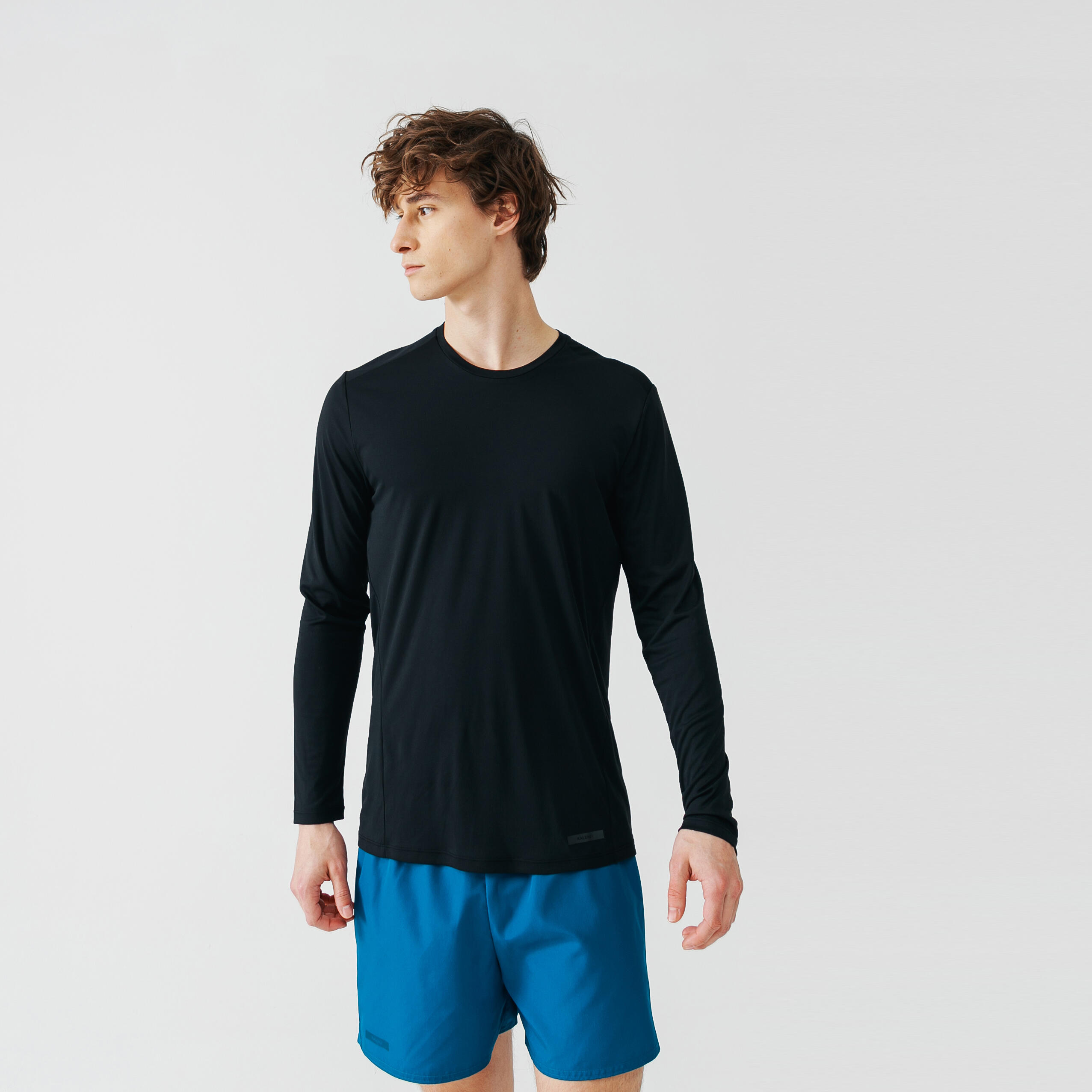 Kalenji Laufshirt langarm atmungsaktiv Sun Protect Herren schwarz