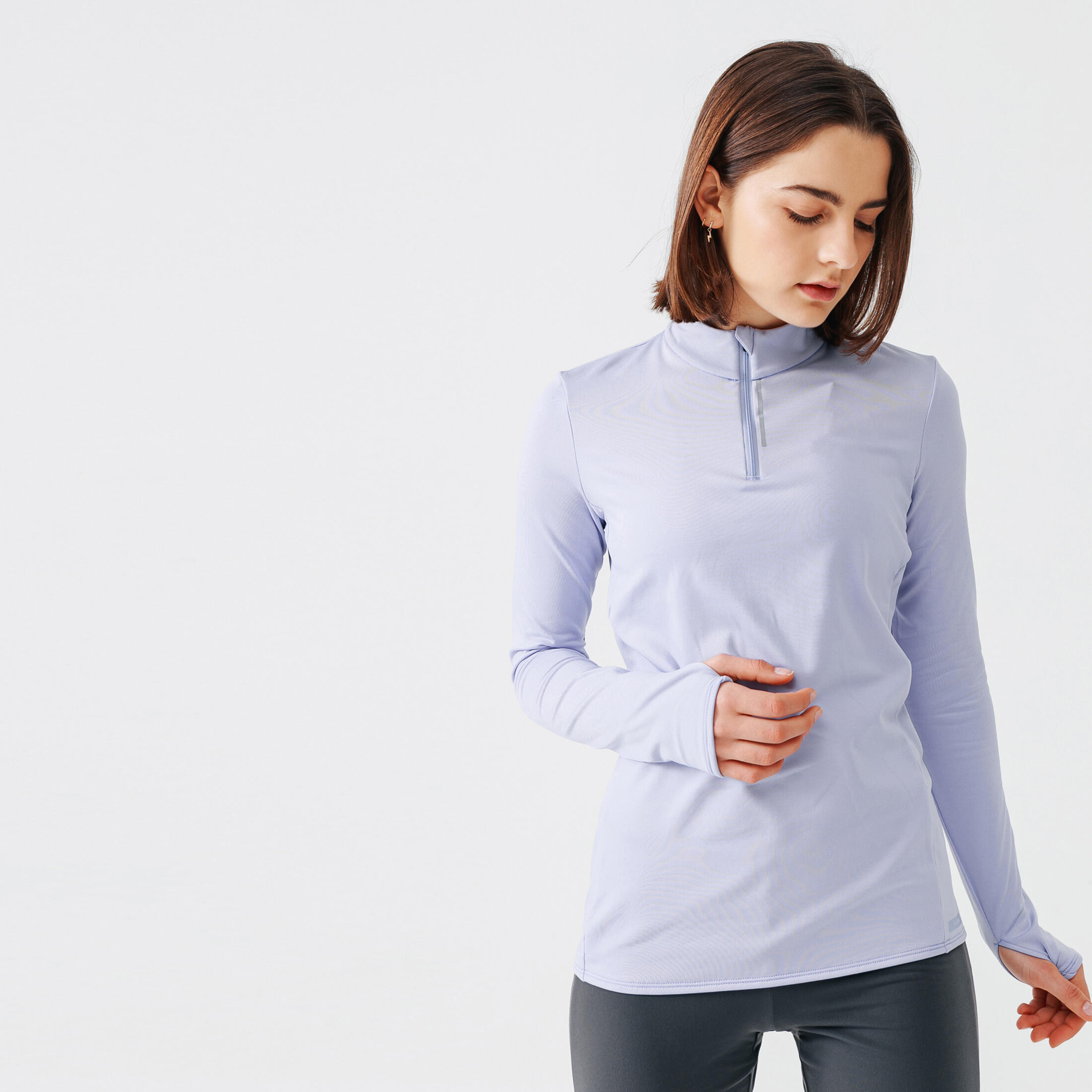 Kalenji Laufshirt langarm Reissverschluss warm Damen schwarz