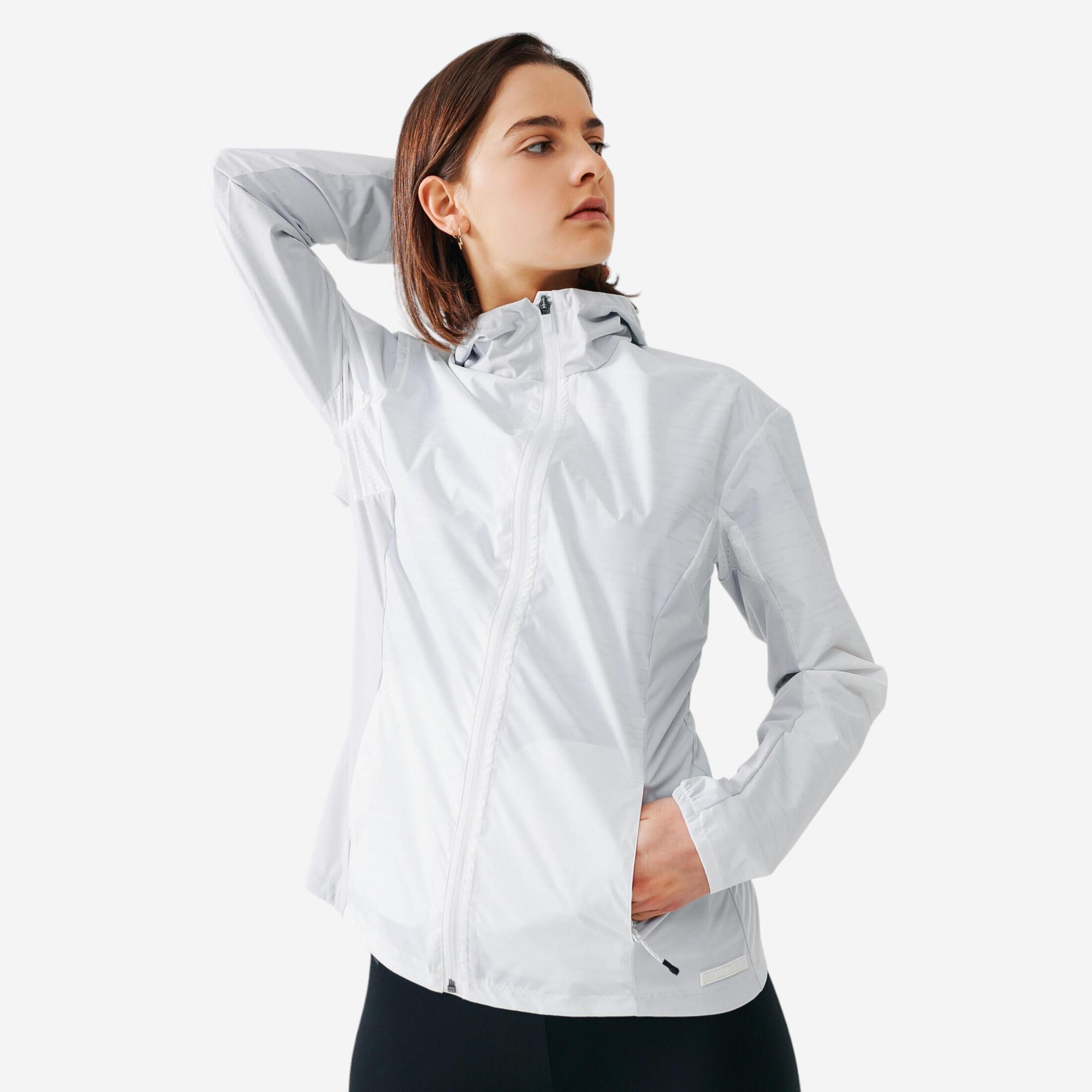 Kalenji Lauf-Regenjacke Run Rain Damen weiss