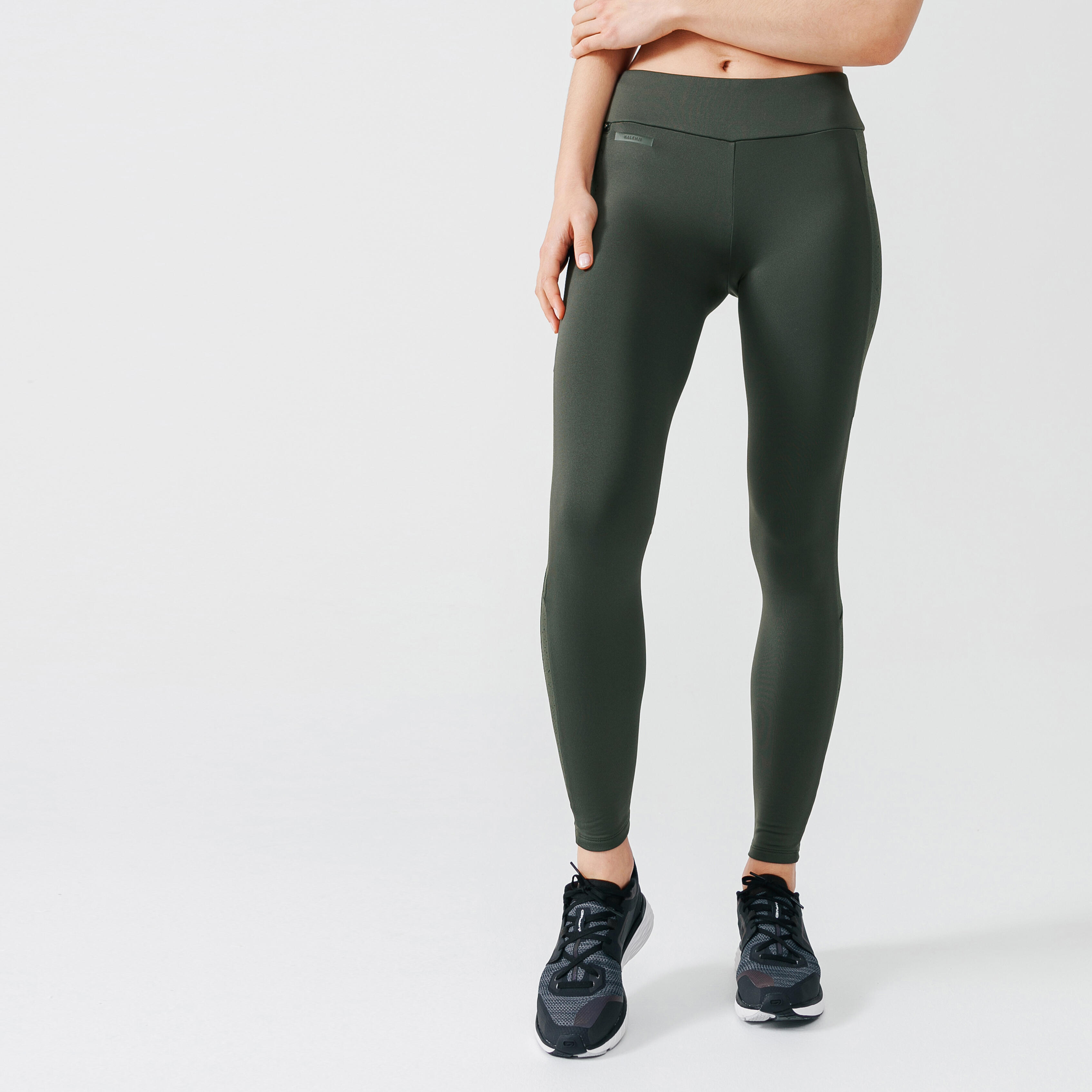 Kalenji Laufhose lang Tights Warm+ Damen khaki