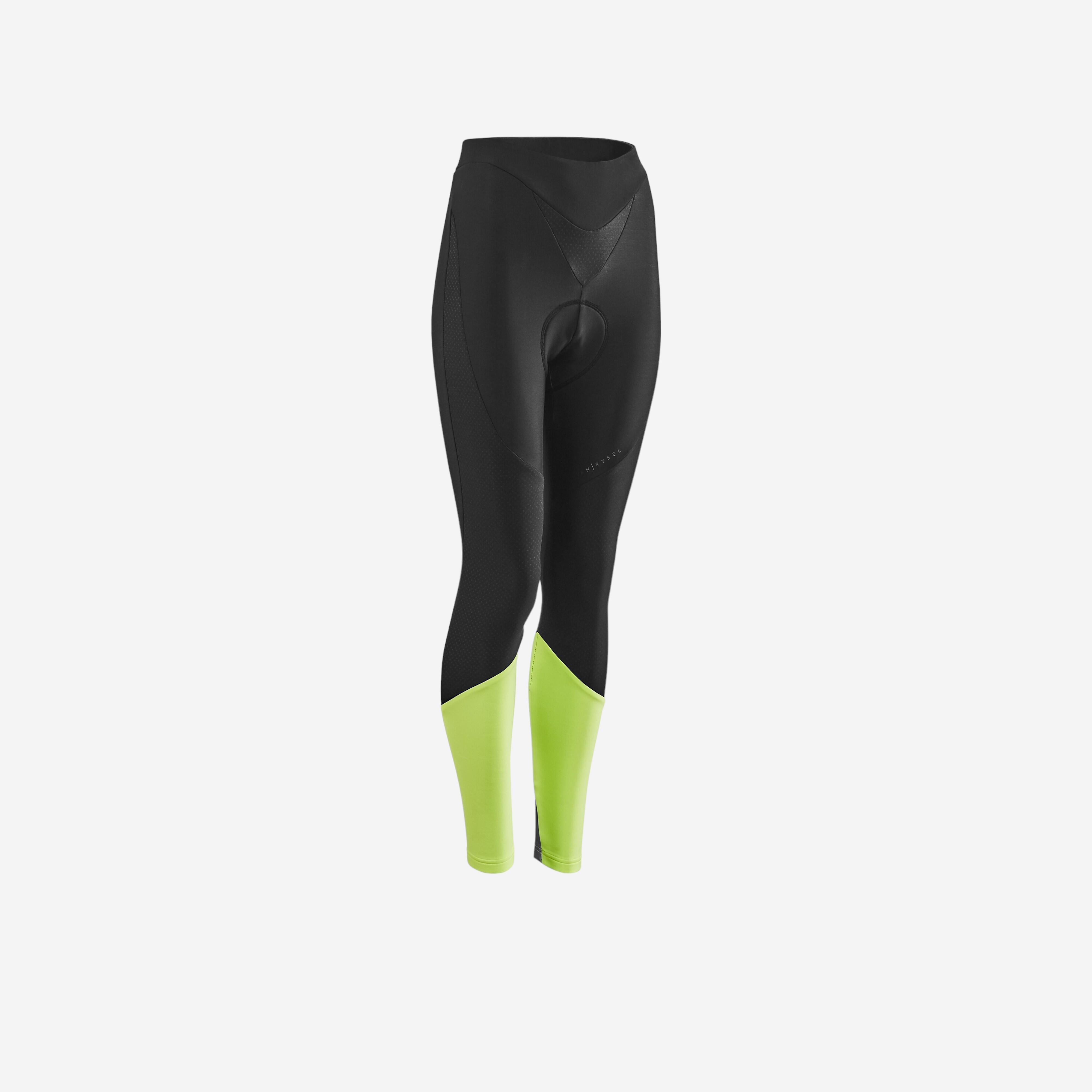 Van Rysel Radhose lang ohne Träger Rennrad kaltes Wetter Damen schwarz gelb