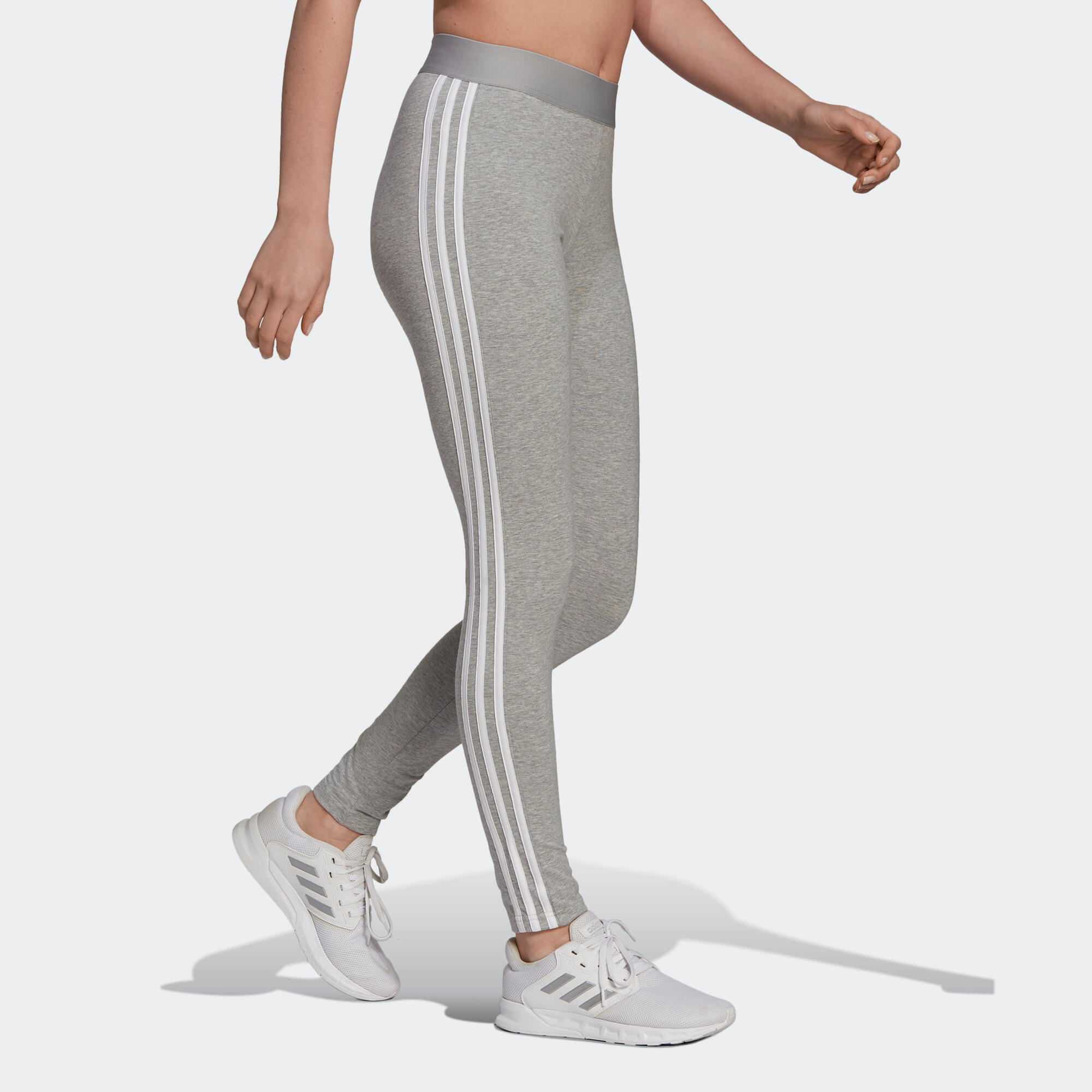 Adidas Leggings Fitness 3 Streifen Damen hellgrau meliert