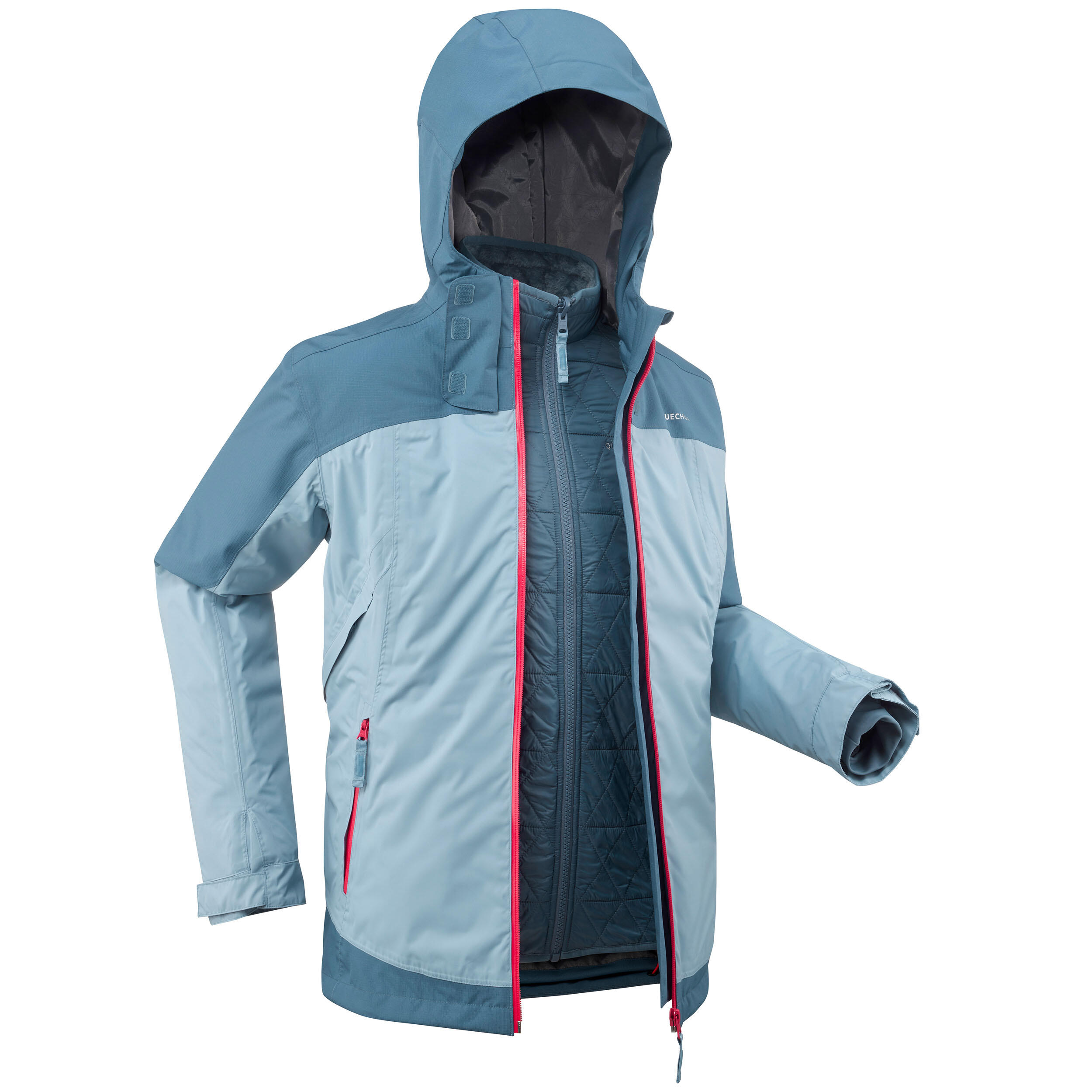 Quechua 3-in-1 Winterjacke Wandern SH500 X-Warm wasserdicht –16 °C Kinder 122–170 blau