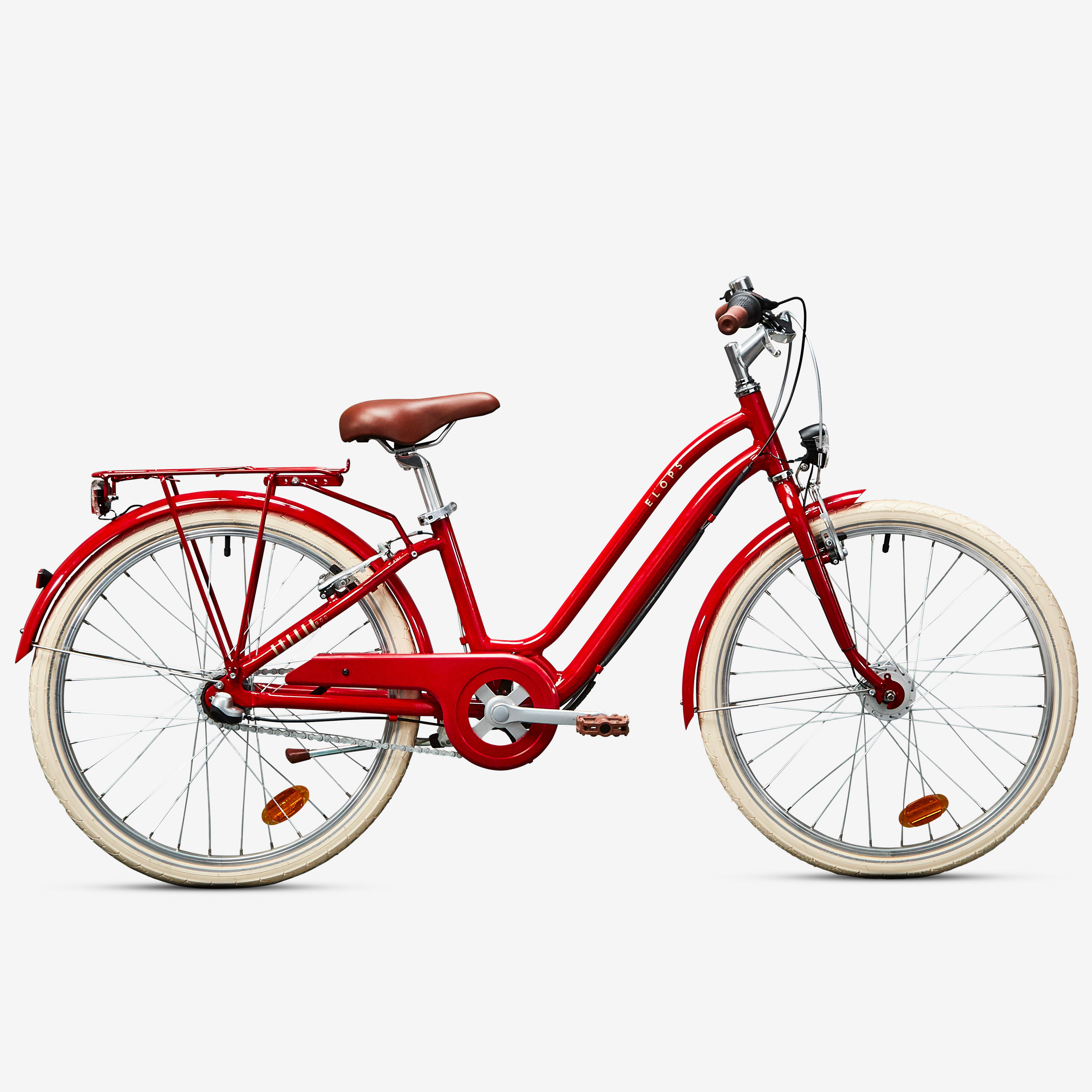 Btwin Kinderfahrrad City Bike 24 Zoll Elops 900 rot