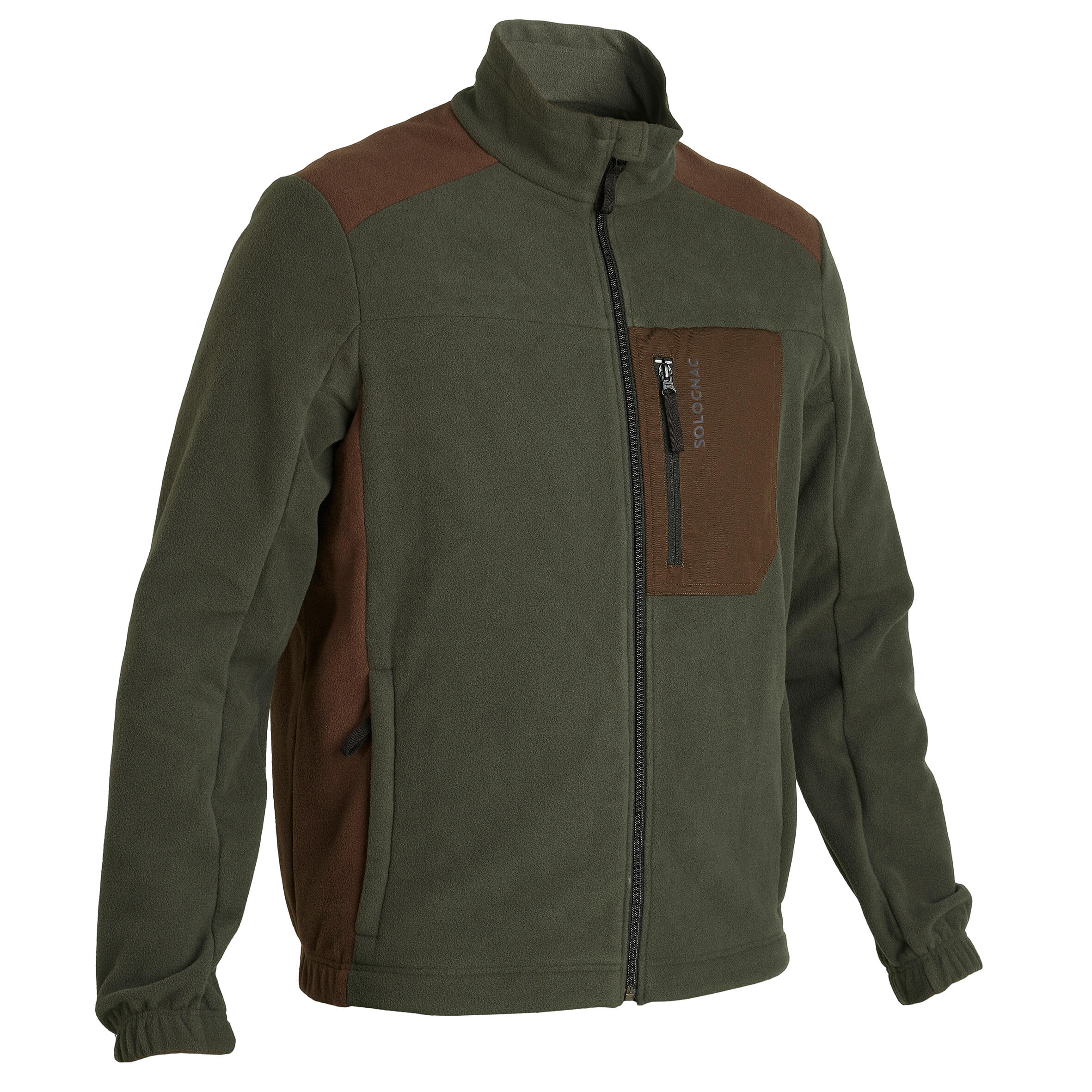 Solognac Fleecejacke 500 recycelt zweifarbig braun/grün