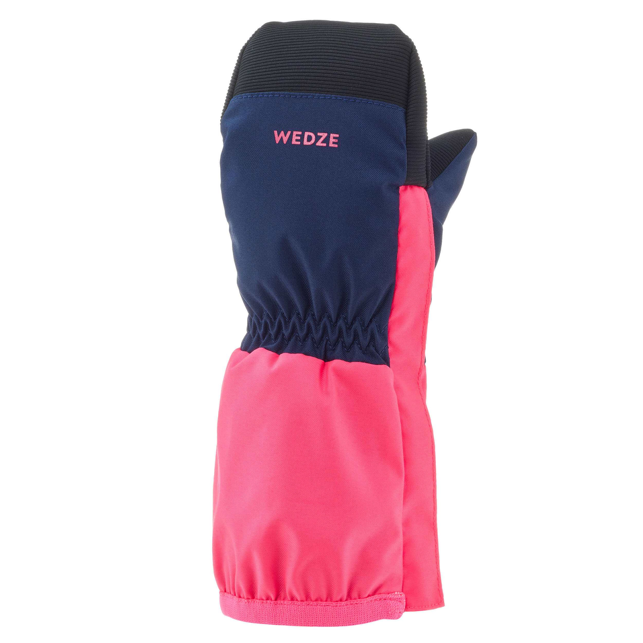 Wedze Skihandschuhe Skifäustlinge wasserdicht Kinder blau/neonrosa