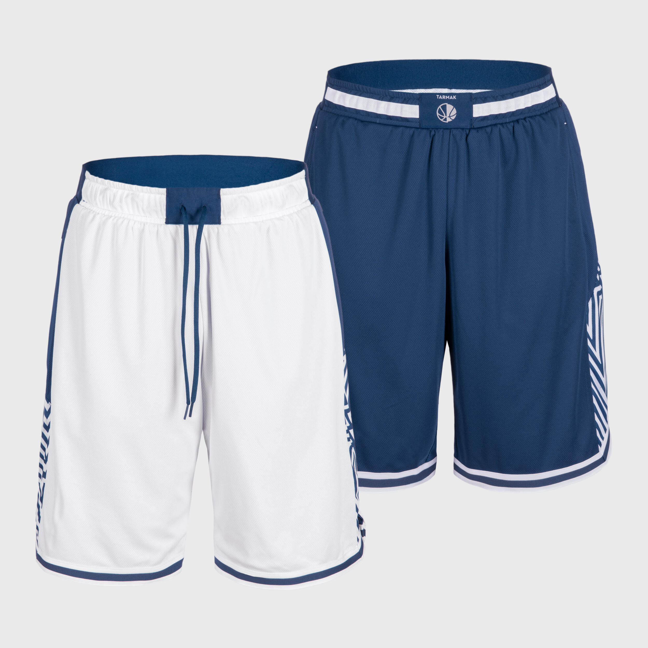 Tarmak Basketballshorts wendbar SH500R Herren weiss/marineblau