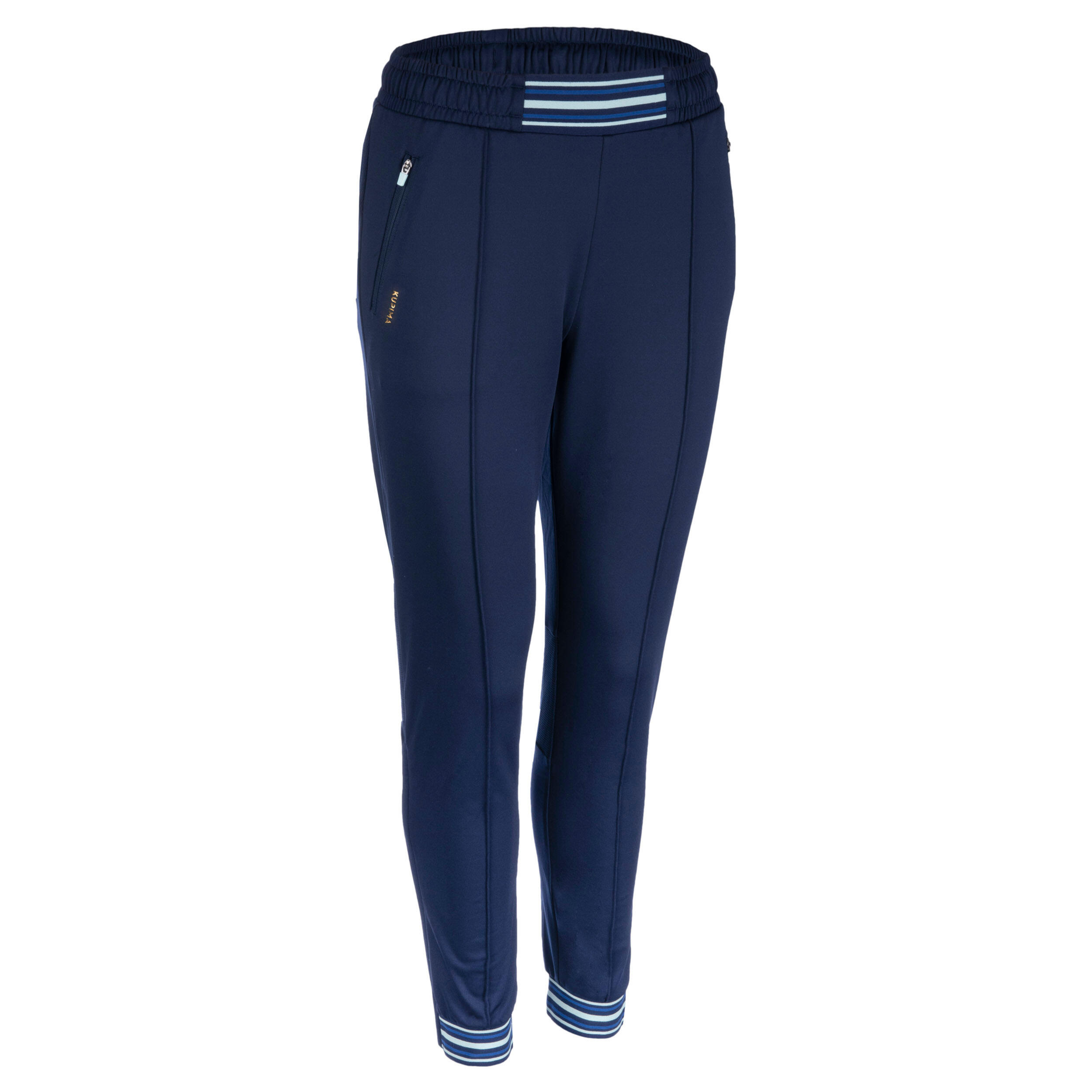 Kalenji Laufhose lang Leichtathletik mit Reissverschluss Damen marineblau/himmelblau
